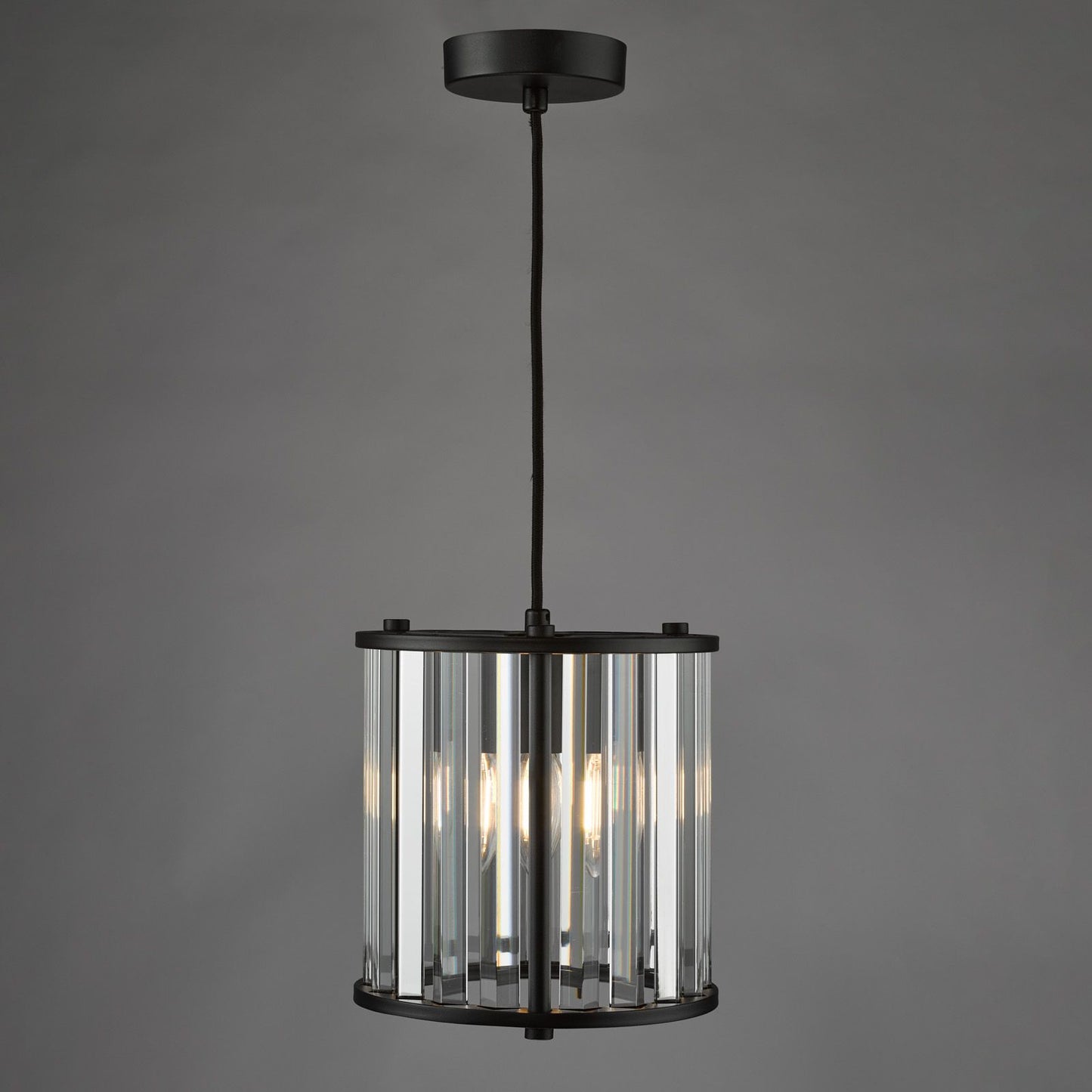 Kiran Pendant Satin Black and Crystal
