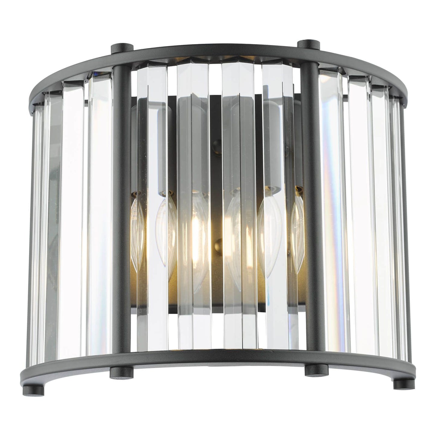 Kiran 2 Light Wall Light Satin Black and Crystal