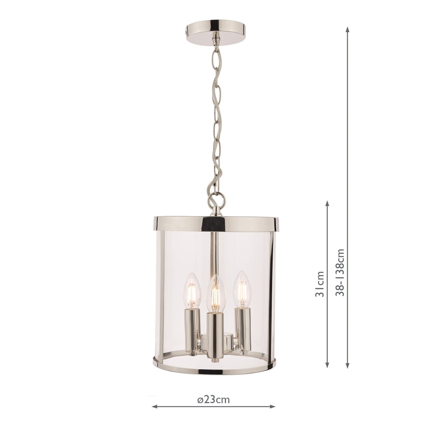 Laura Ashley Selbourne 3lt Lantern Polished Nickel Glass