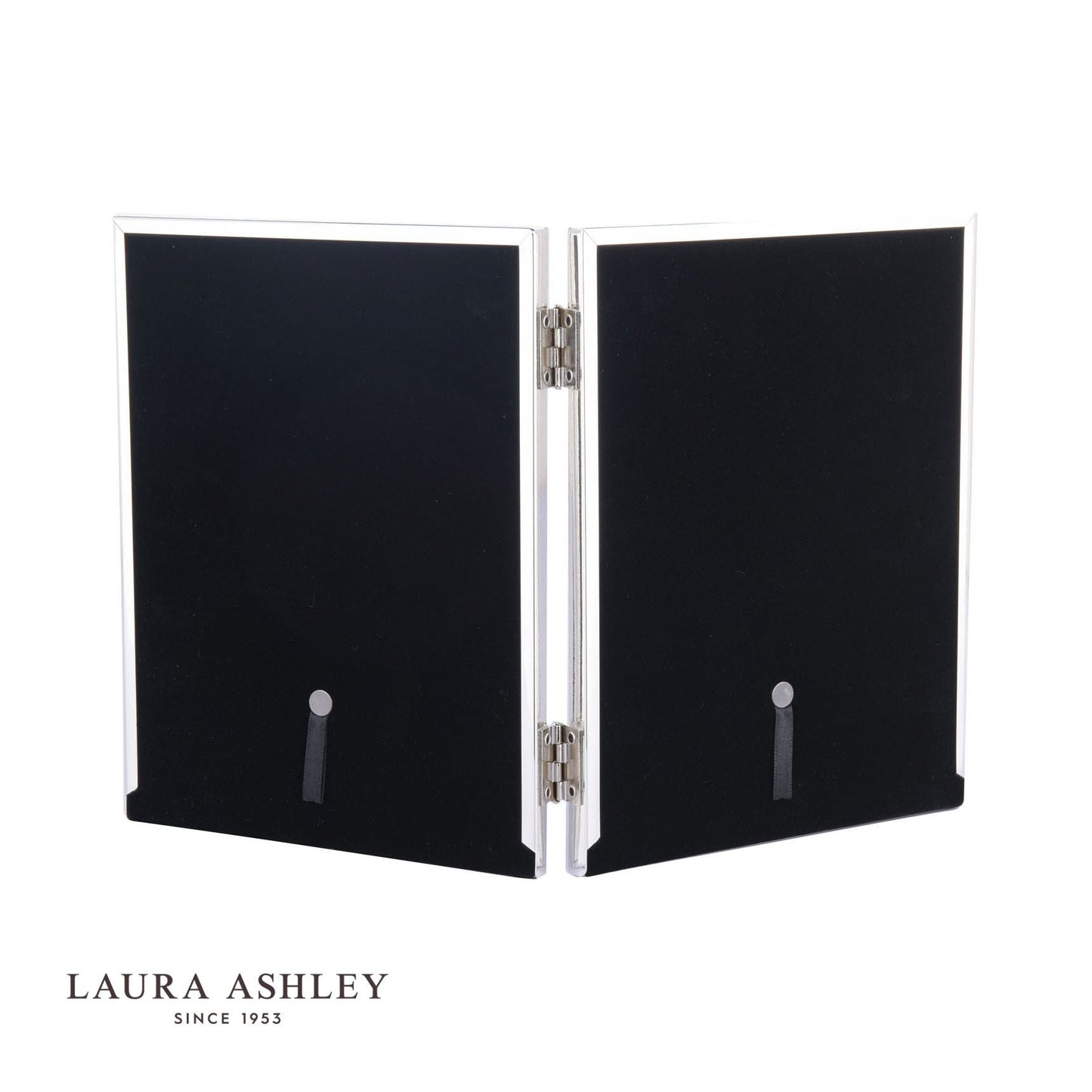 Laura Ashley Harrison Double Photo Frame Pale Charcoal Linen 4x6 Inch