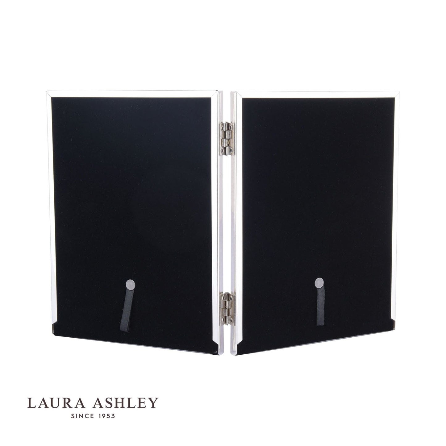 Laura Ashley Harrison Double Photo Frame Polished Silver Linen 4x6 Inch