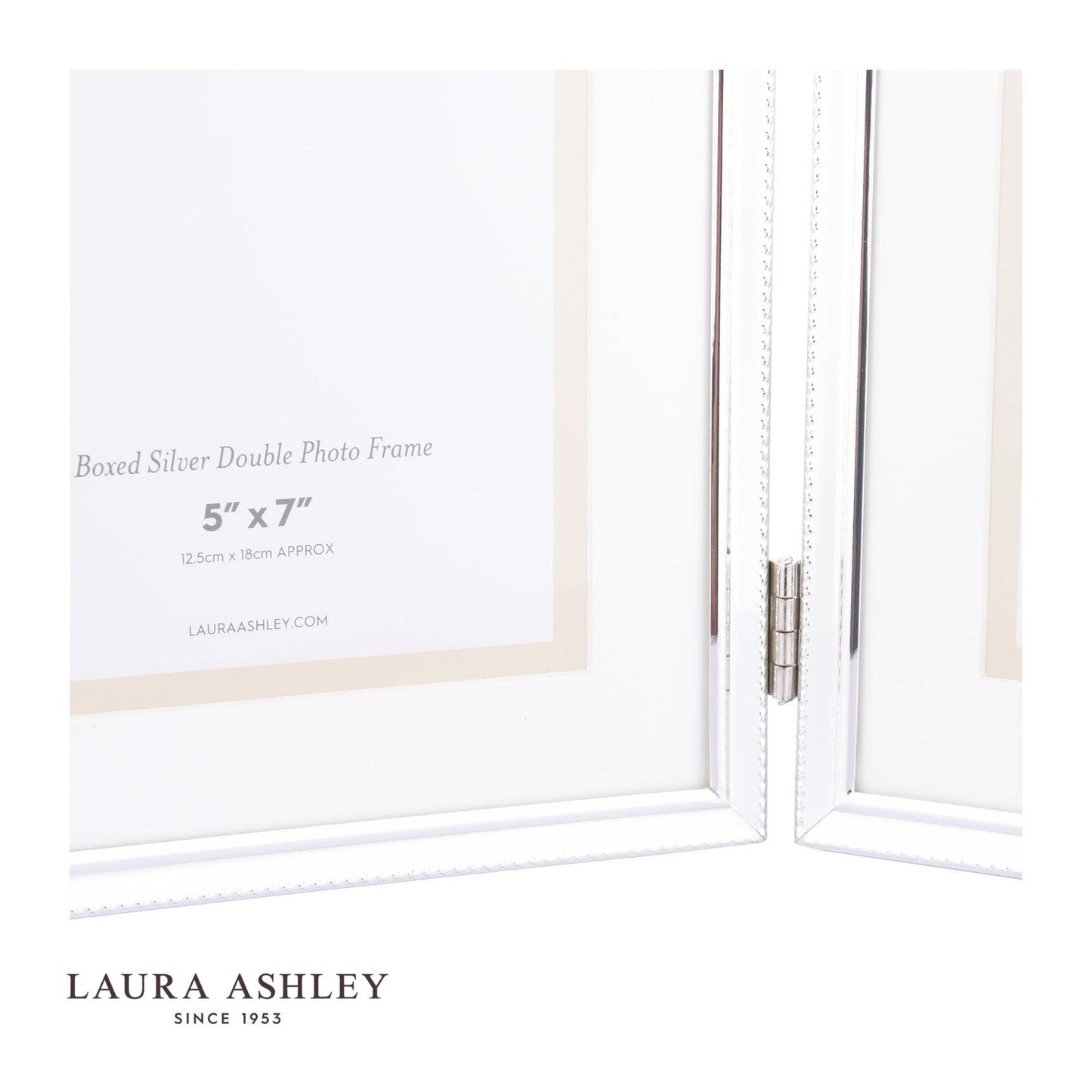Laura Ashley Boxed Double Photo Frame Polished Silver 5x7 inch