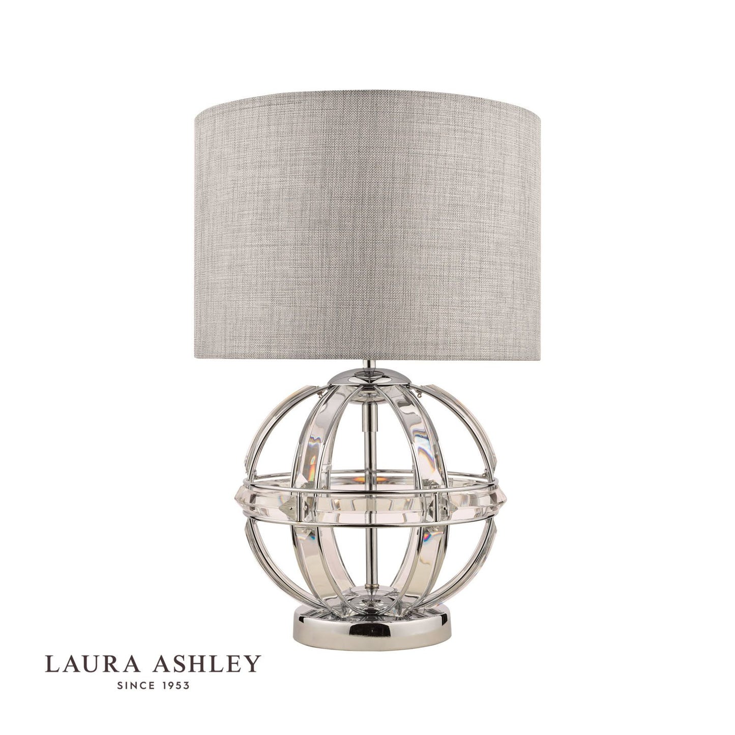 Laura Ashley Aidan Glass & Polished Chrome Globe Table Lamp with Shade