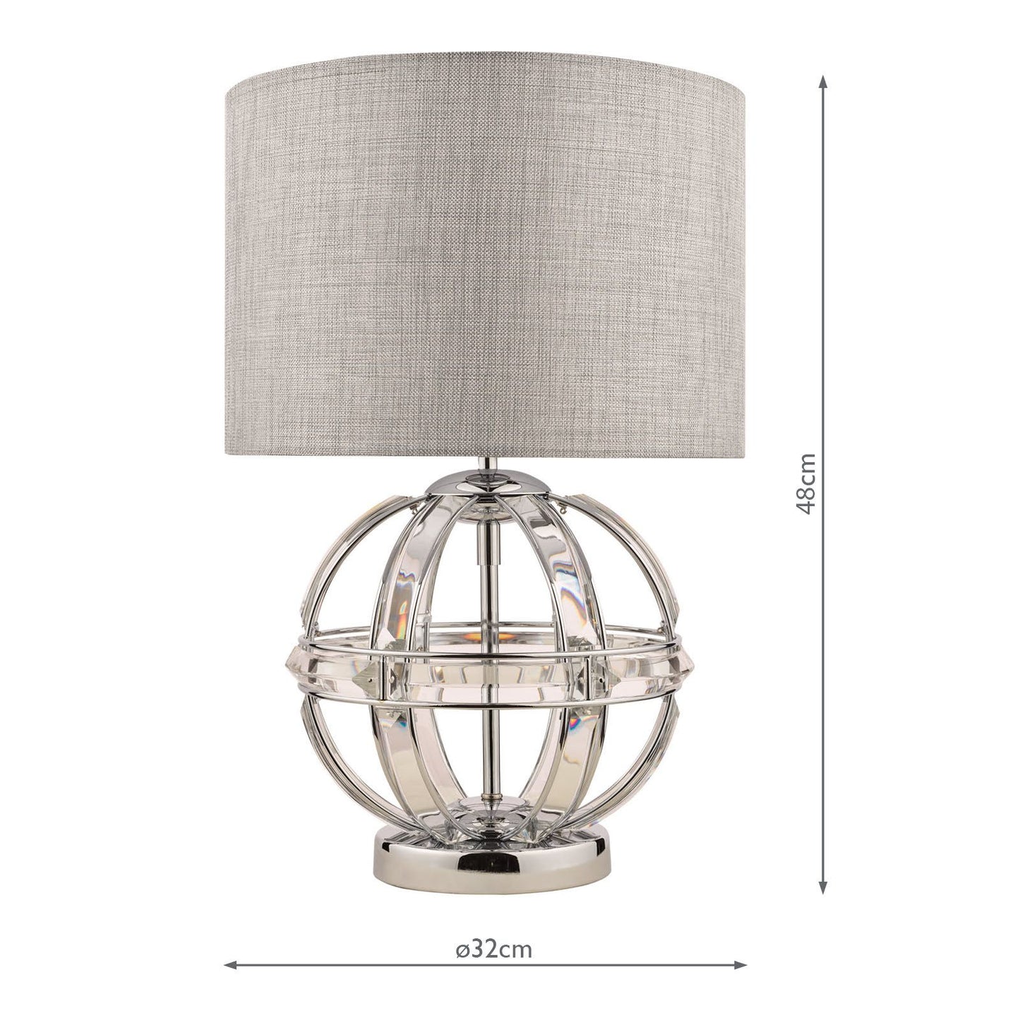 Laura Ashley Aidan Glass & Polished Chrome Globe Table Lamp with Shade