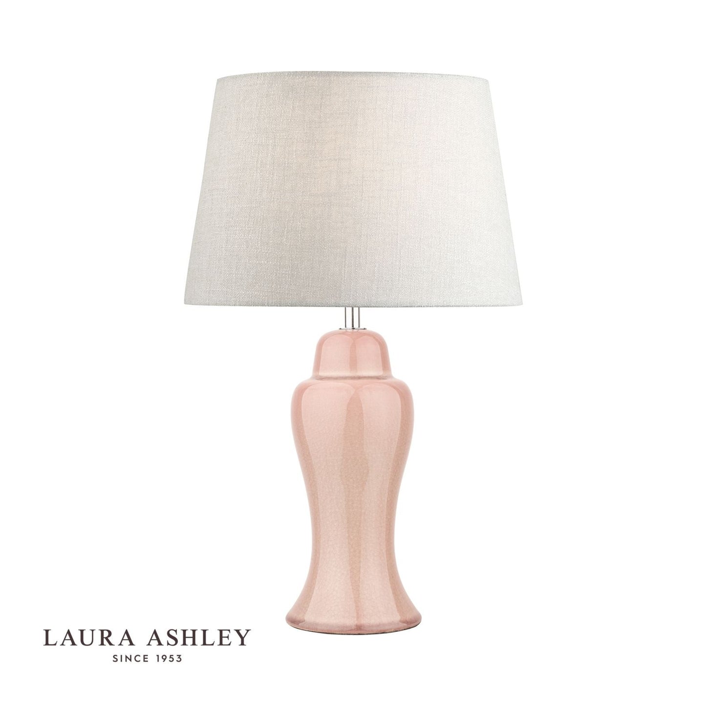 Laura Ashley Regina Small Table Lamp Pink Blush Polished Chrome Base Only