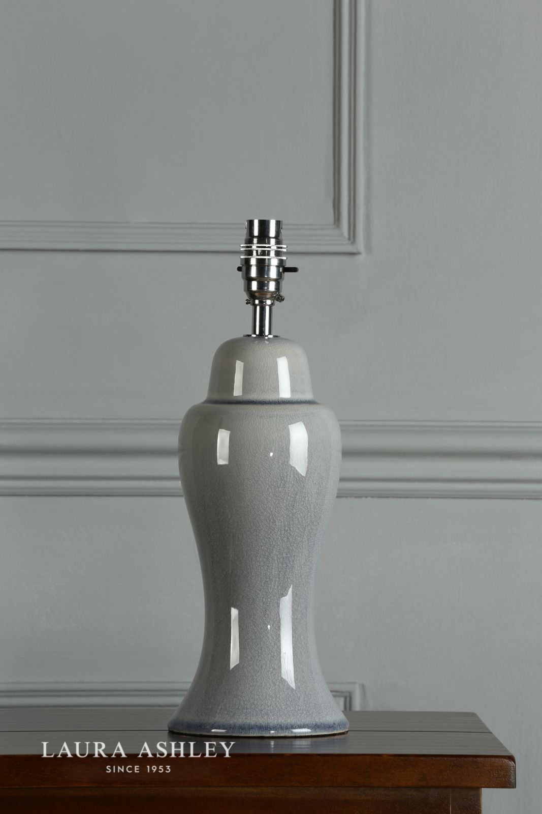 Laura Ashley Regina Small Table Lamp Pale Slate Grey Polished Chrome Base Only