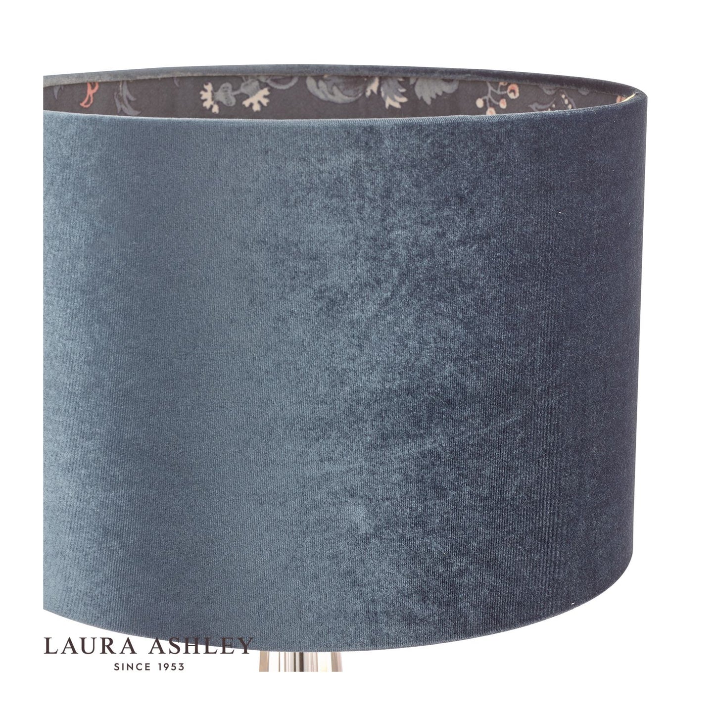 Laura Ashley Portia Drum Shade Blue Velvet 30.5cm/12 Inch