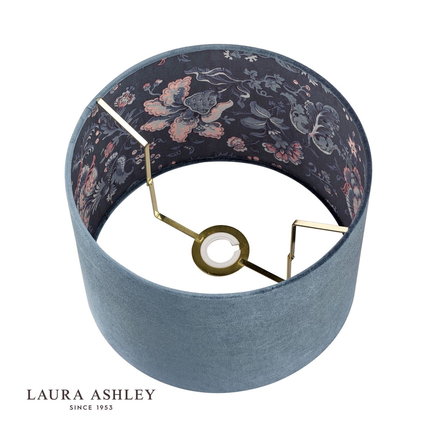 Laura Ashley Portia Drum Shade Blue Velvet 30.5cm/12 Inch