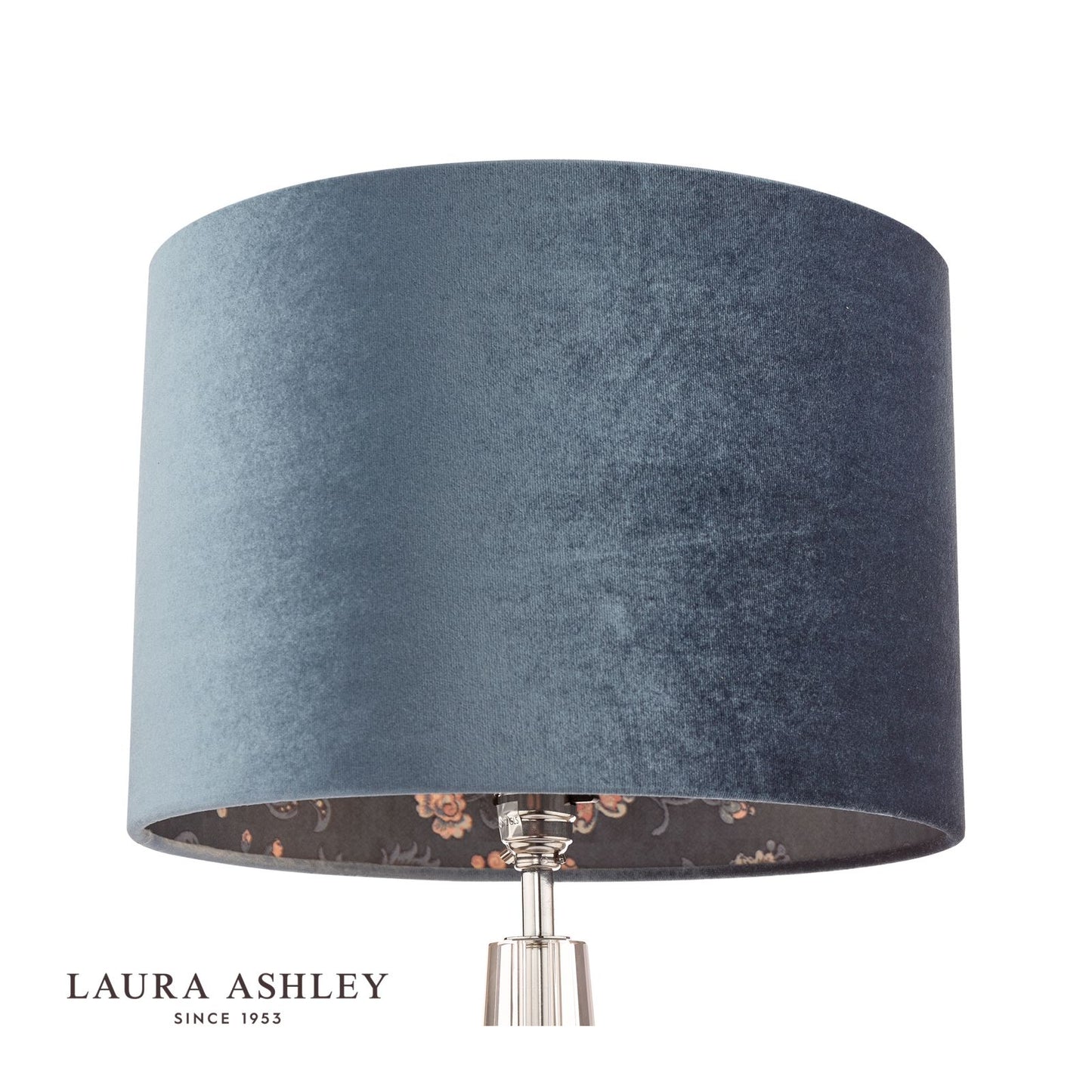 Laura Ashley Portia Drum Shade Blue Velvet 30.5cm/12 Inch