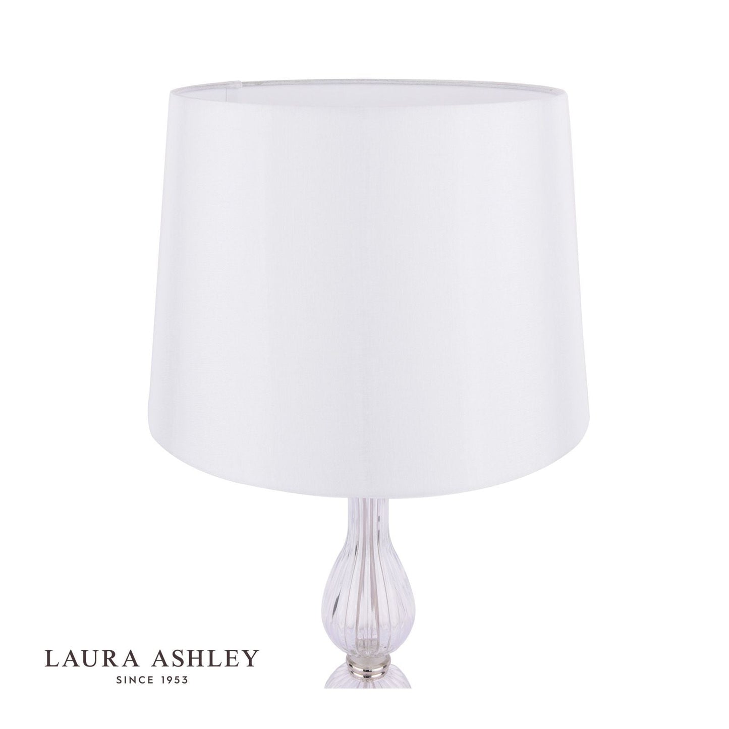 Laura Ashley Bradshaw Table Lamp Polished Nickel & Ribbed Glass With Shade