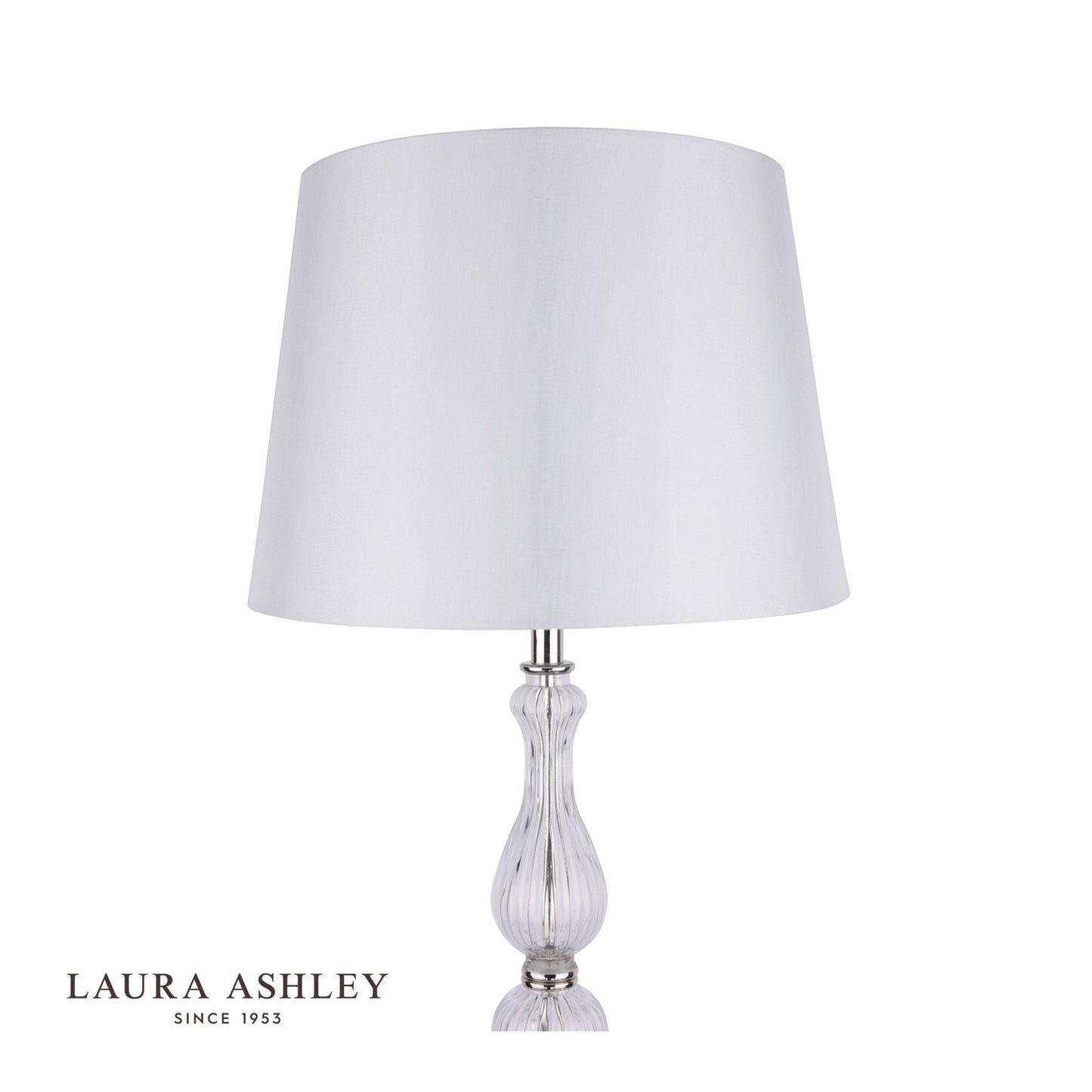 Laura Ashley Bradshaw Floor Lamp Polished Nickel & Ribbed Glass With Shade