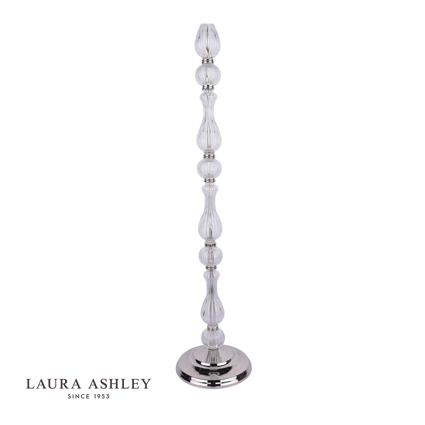 Laura Ashley Bradshaw Floor Lamp Polished Nickel & Ribbed Glass With Shade