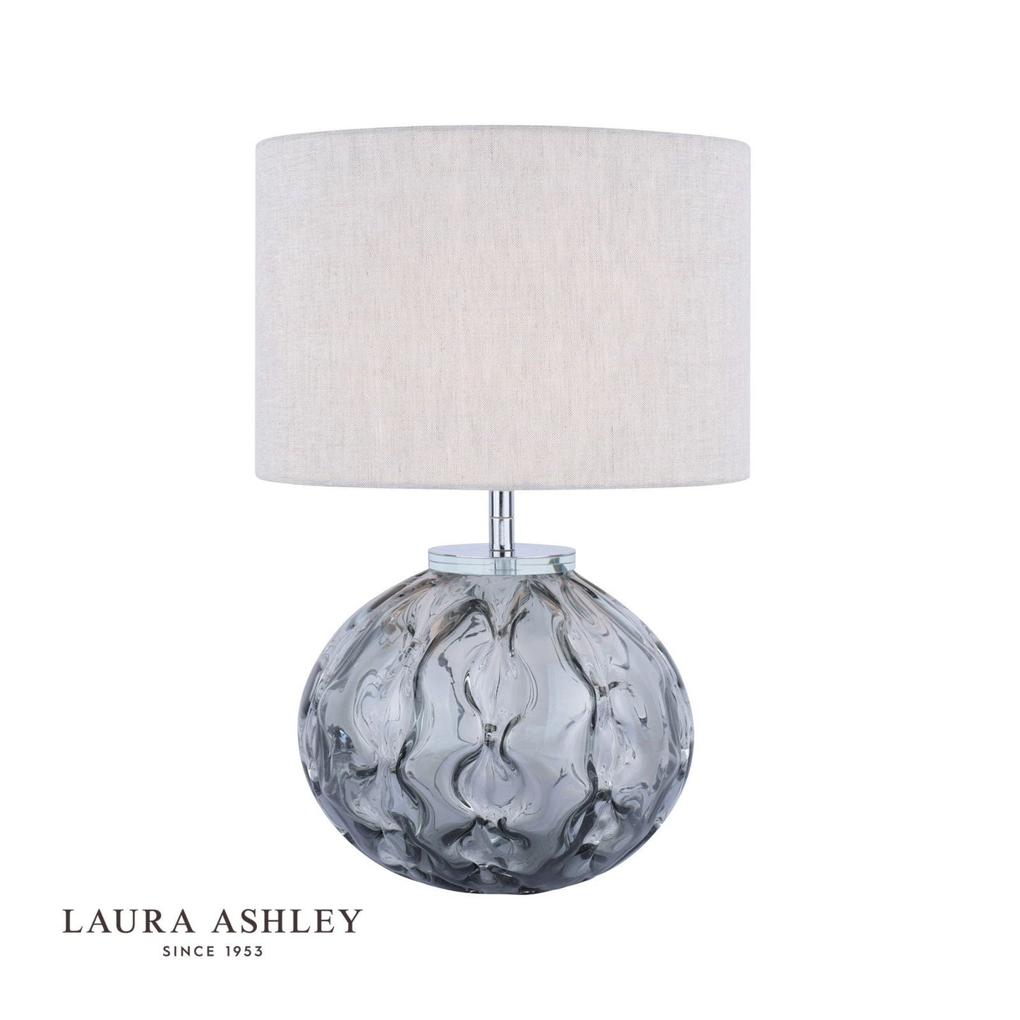 Laura Ashley Elderdale Table Lamp Smoked Glass & Polished Chrome With Shade