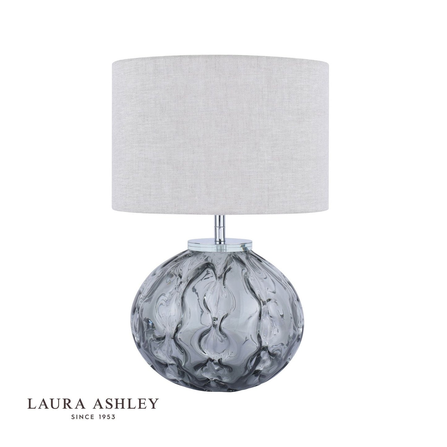 Laura Ashley Elderdale Table Lamp Smoked Glass & Polished Chrome With Shade