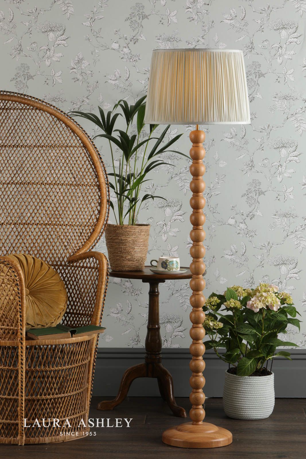 Laura Ashley Maria Floor Lamp Wood & Antique Brass Base Only