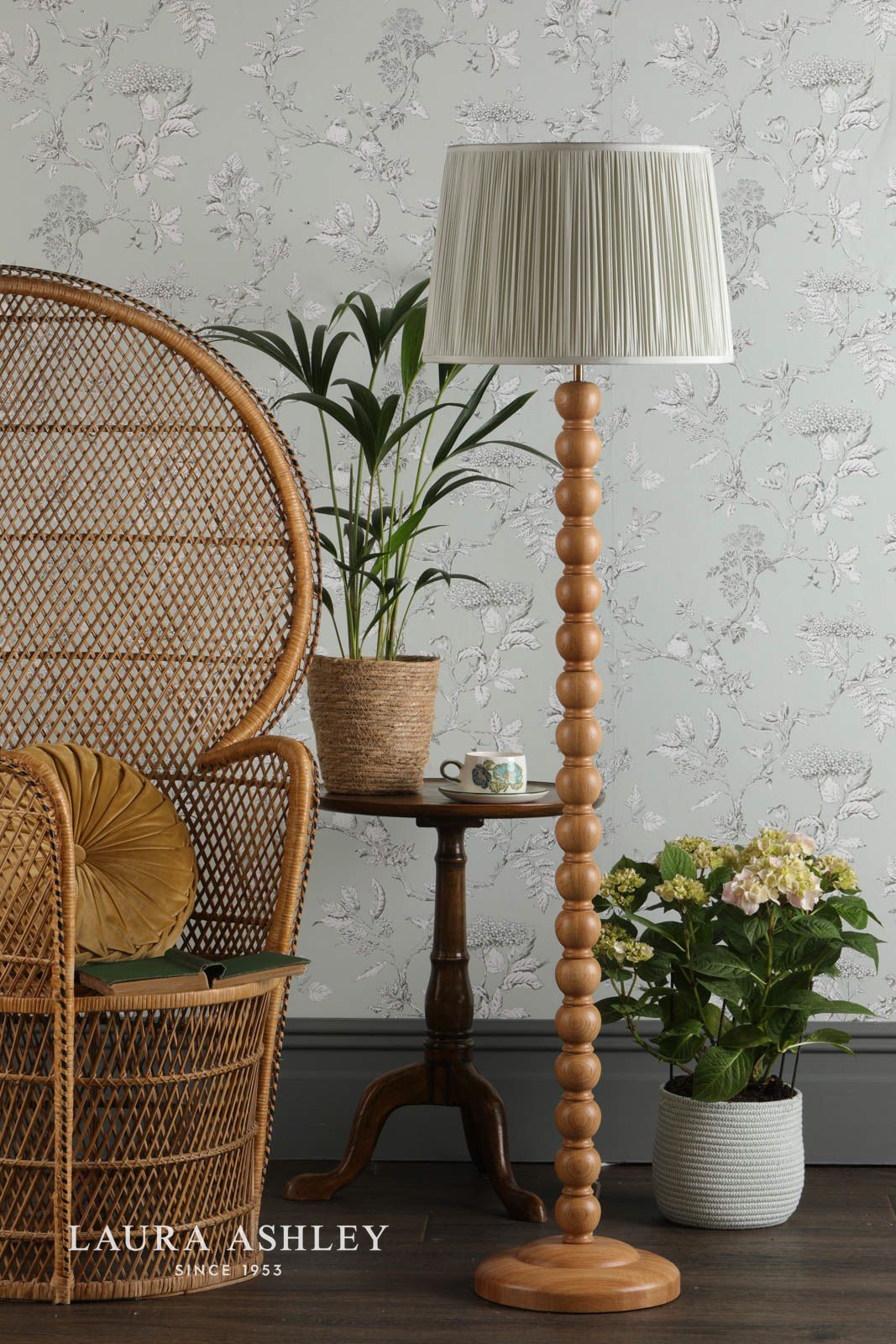 Laura Ashley Maria Floor Lamp Wood & Antique Brass Base Only