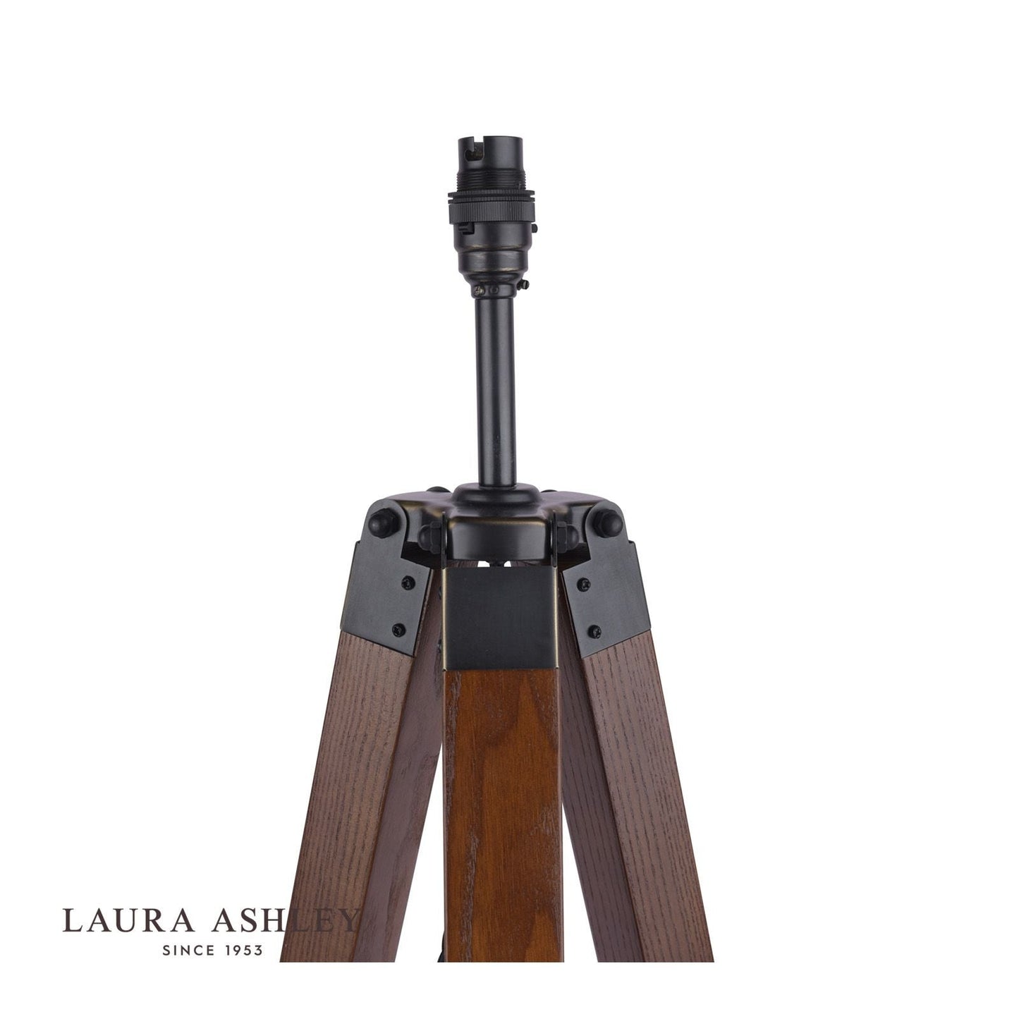 Laura Ashley Burdale Tripod Floor Lamp Dark Wood & Industrial Brass Base Only