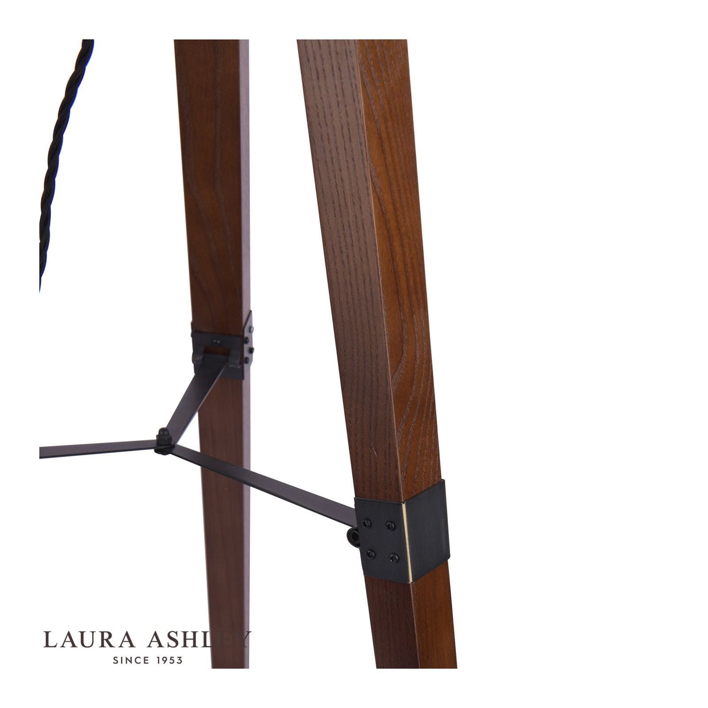 Laura Ashley Burdale Tripod Floor Lamp Dark Wood & Industrial Brass Base Only