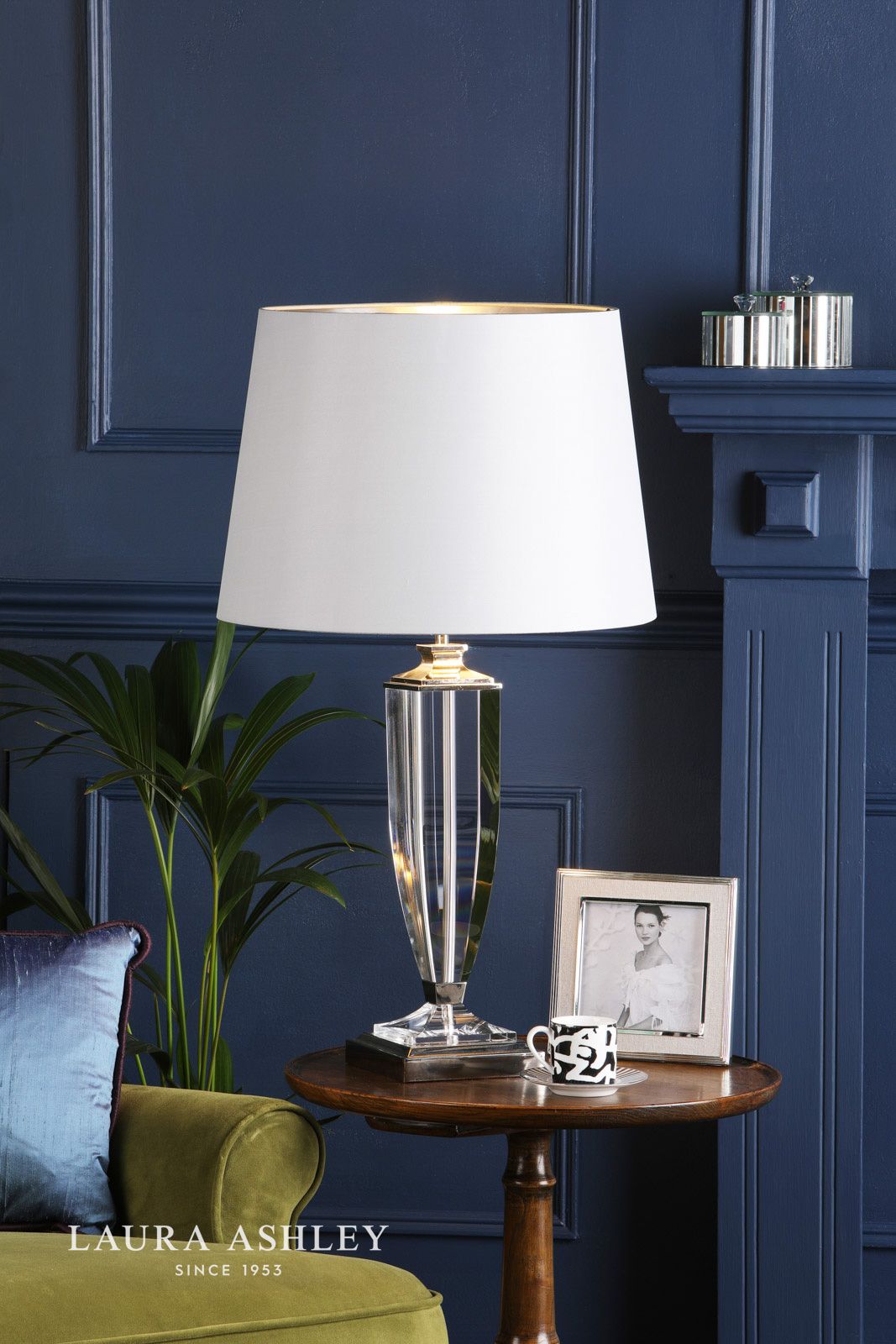 Laura Ashley Emyr Silk Tapered Drum Shade Silver 40.5cm/16 Inch