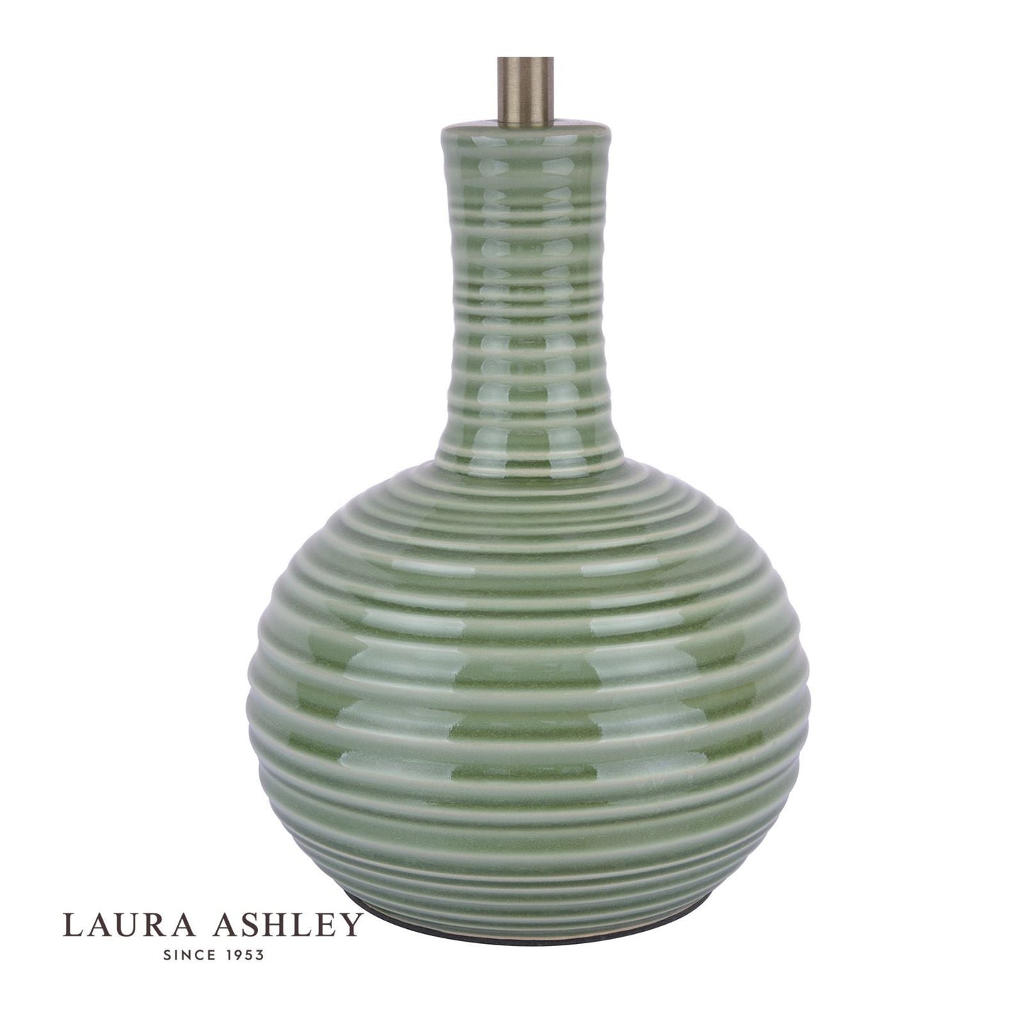 Laura Ashley Padley Table Lamp Green Ceramic & Antique Brass With Shade