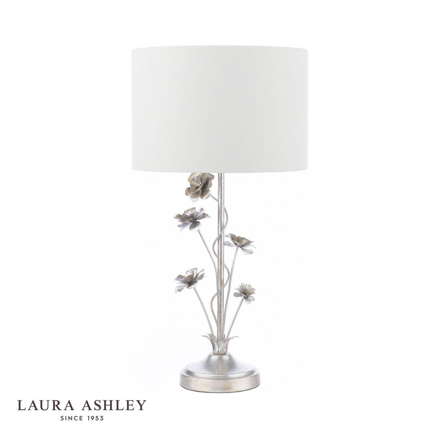 Laura Ashley Lyndale Table Lamp Distressed Silver Leaf and Cream With Shade