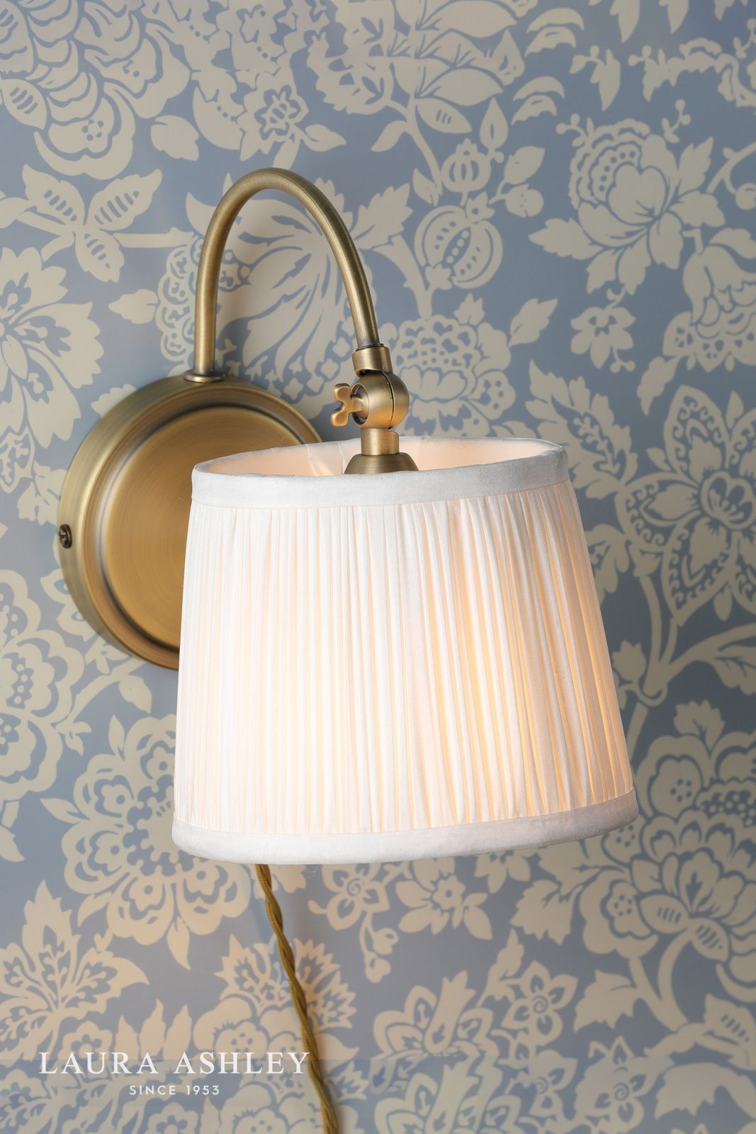 Laura Ashley Hemsley Wall Light Antique Brass and Ivory With Shade