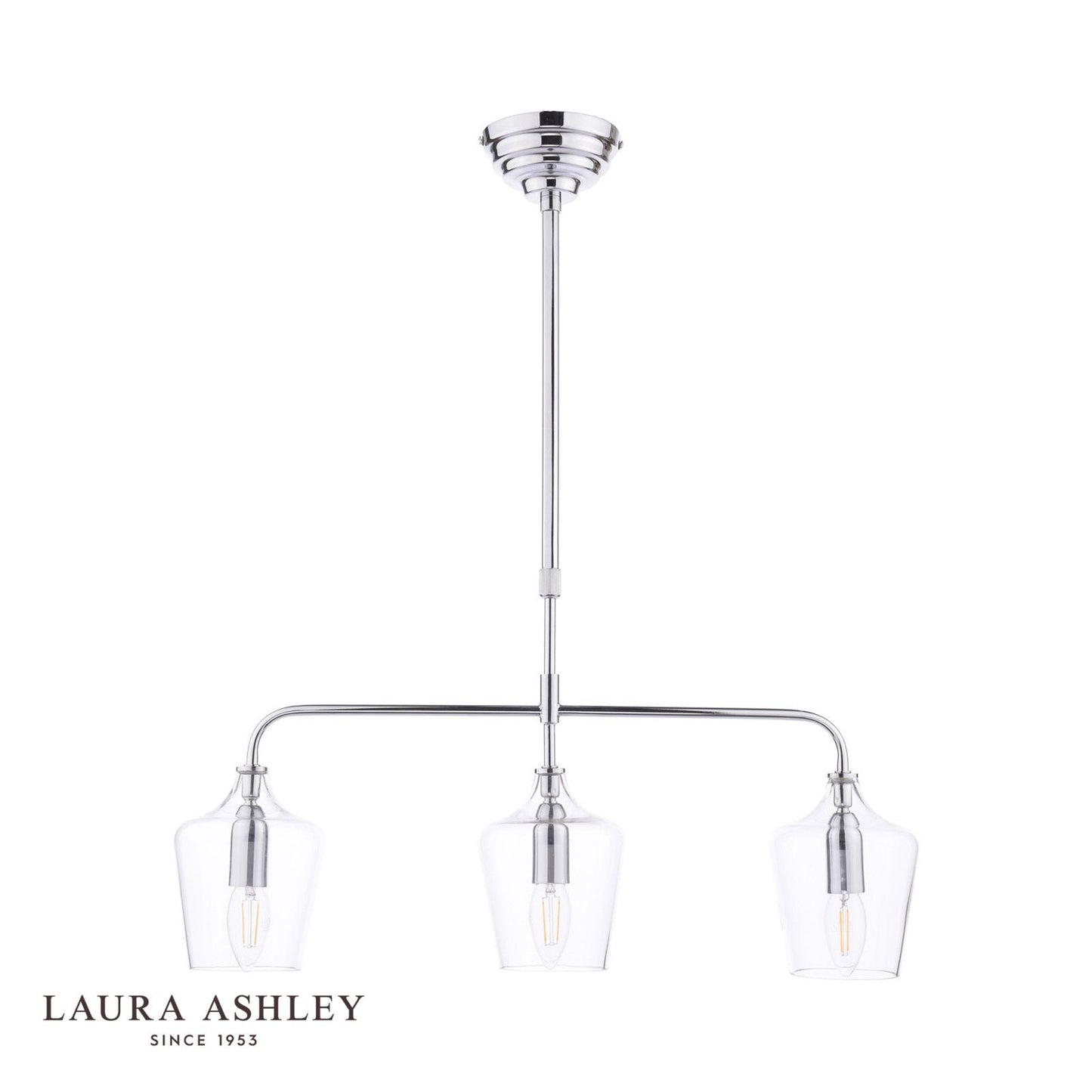 Laura Ashley Ockley 3 Light Bar Pendant Polished Chrome and Glass