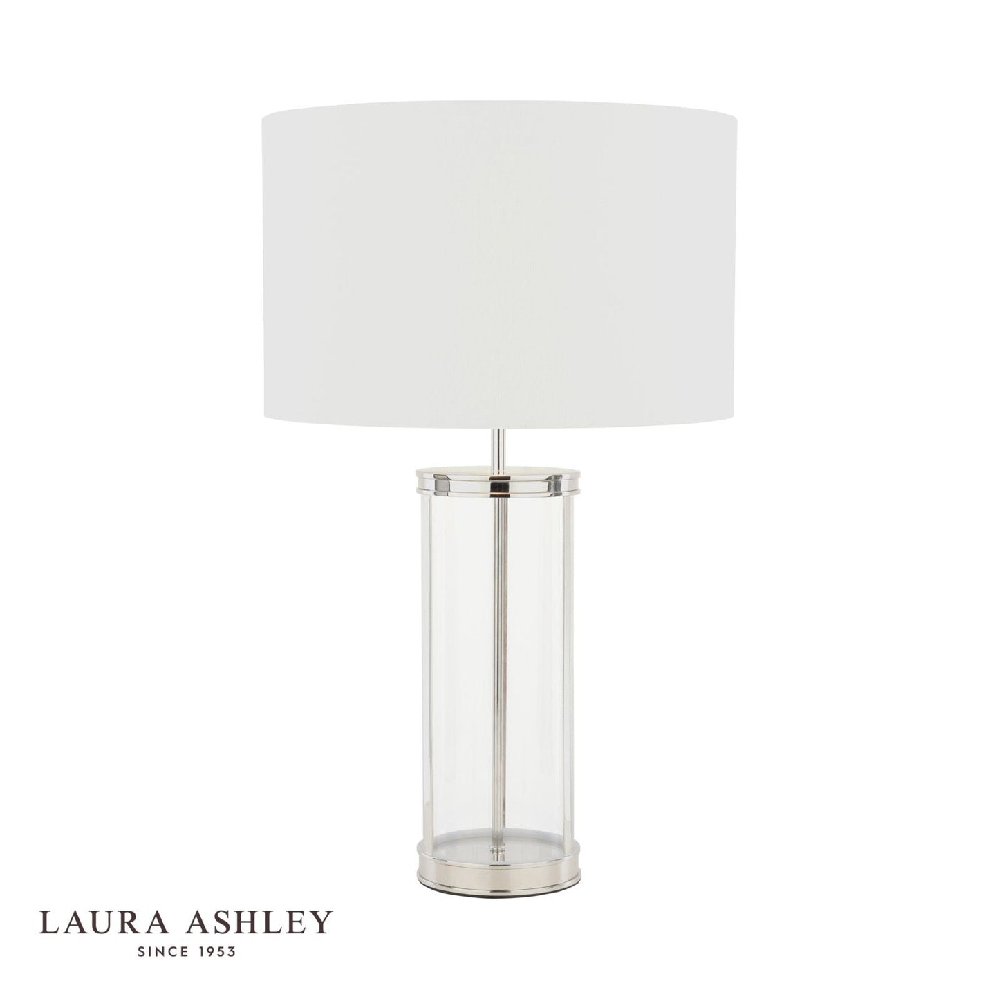 Laura Ashley Harrington Large Table Lamp Polished Nickel and Glass With Shade