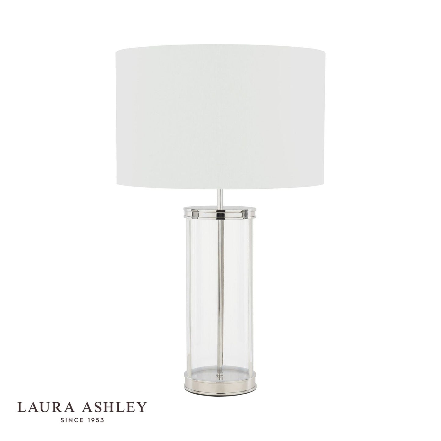 Laura Ashley Harrington Large Table Lamp Polished Nickel and Glass With Shade