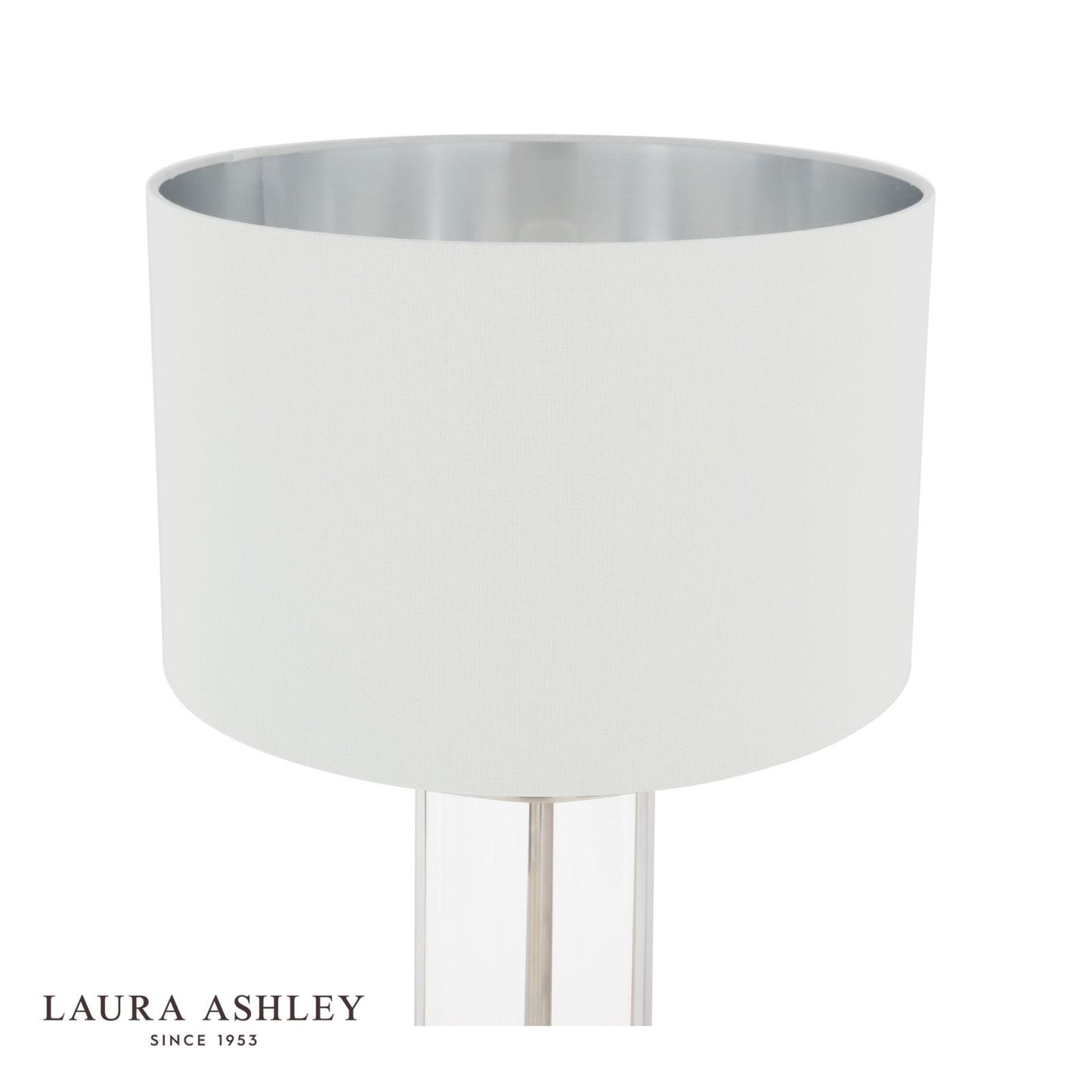 Laura Ashley Harrington Large Table Lamp Polished Nickel and Glass With Shade