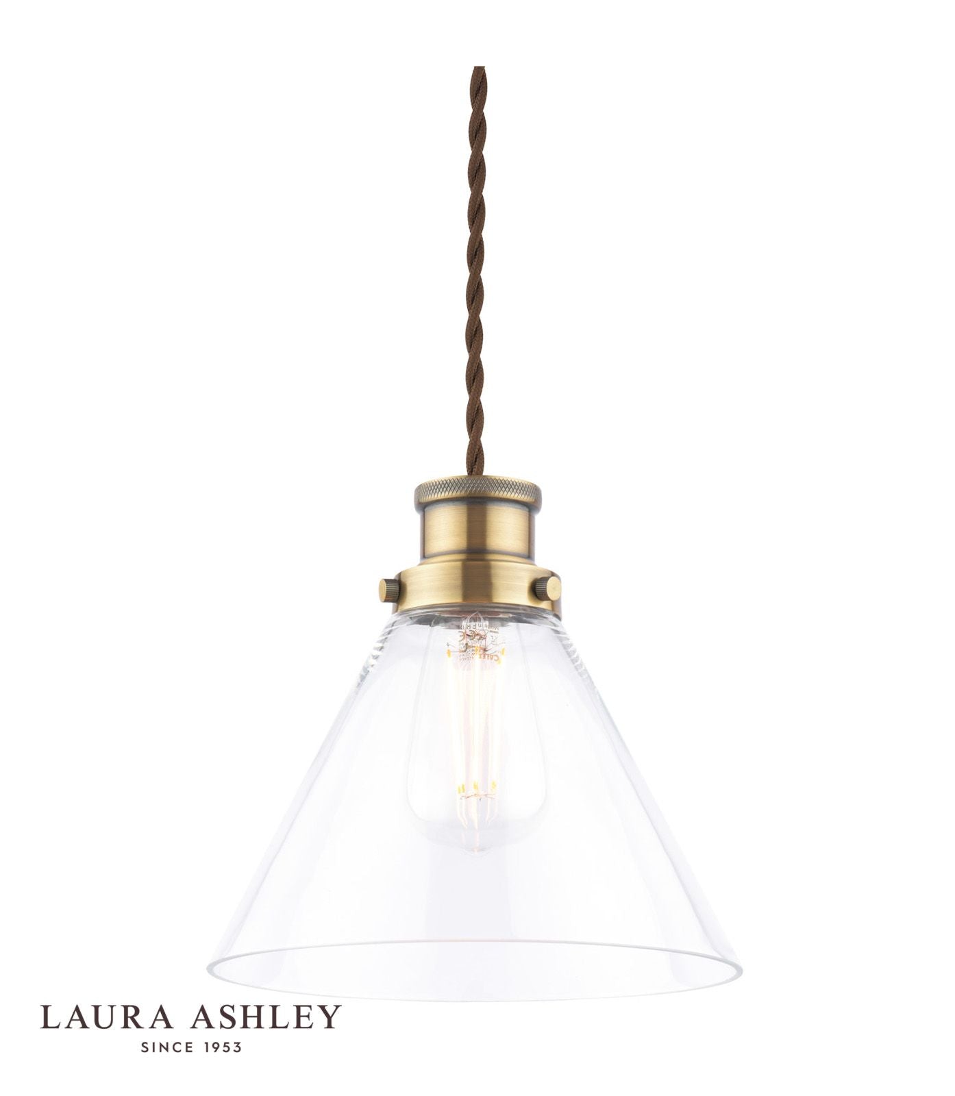 Laura Ashley Isaac Easy Fit Pendant Antique Brass and Glass
