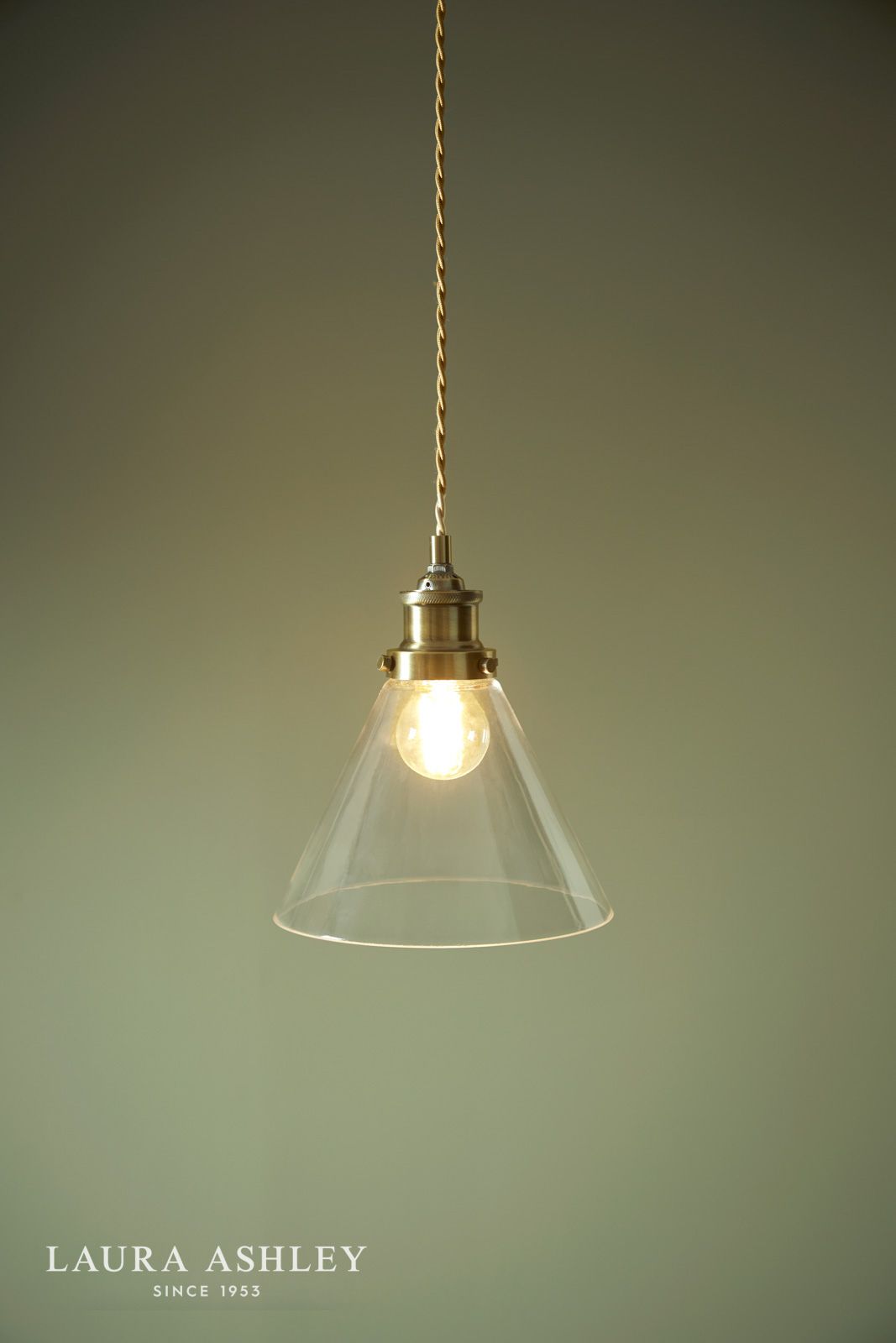 Laura Ashley Isaac Easy Fit Pendant Antique Brass and Glass