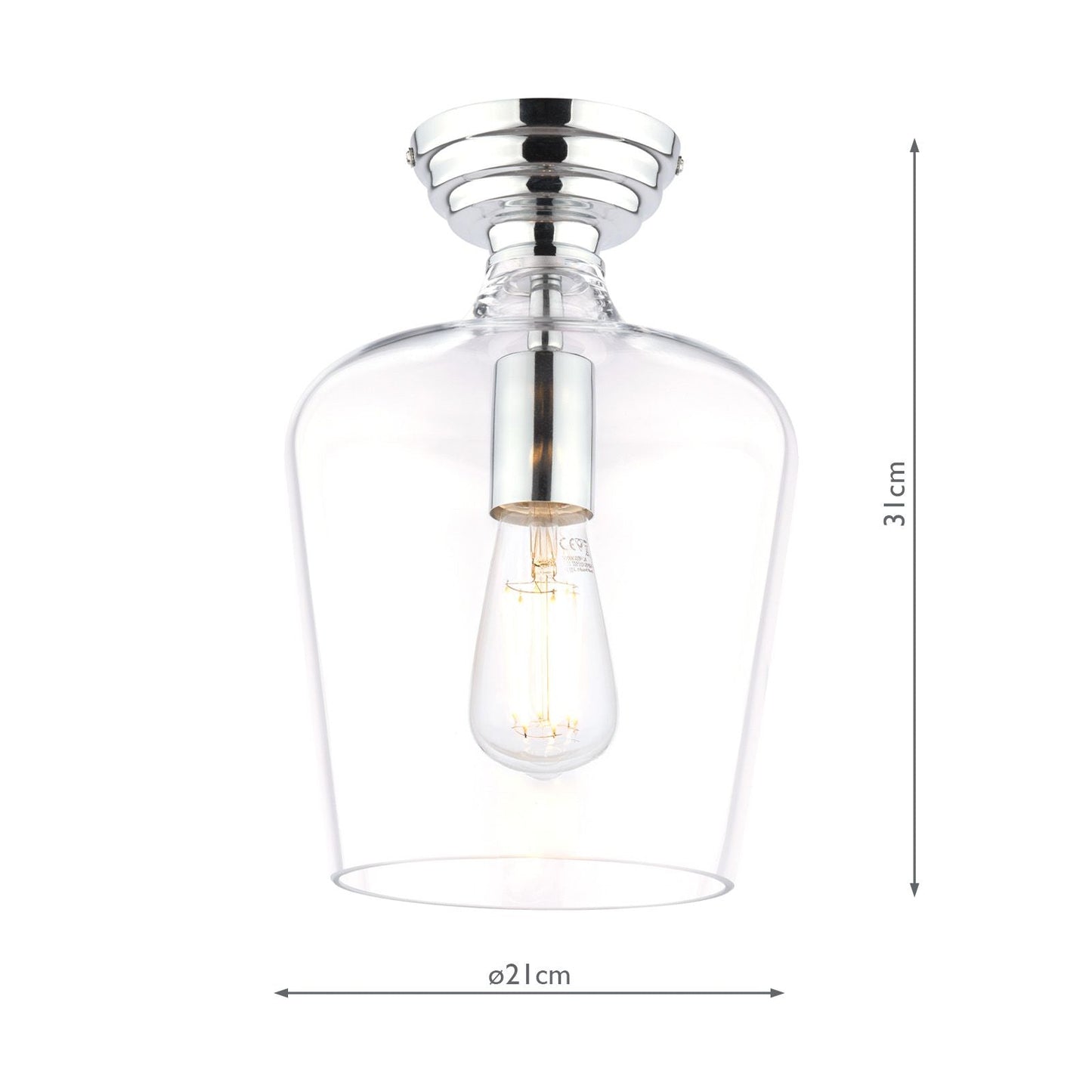 Laura Ashley Ockley Semi-Flush Polished Chrome and Glass