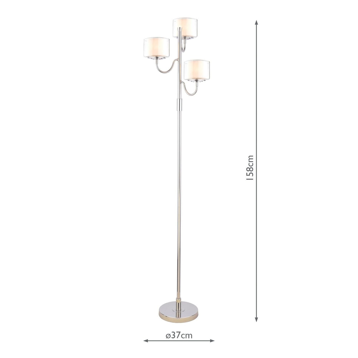 Laura Ashley Southwell 3 Light Floor Lamp Polished Nickel and Opal Glass