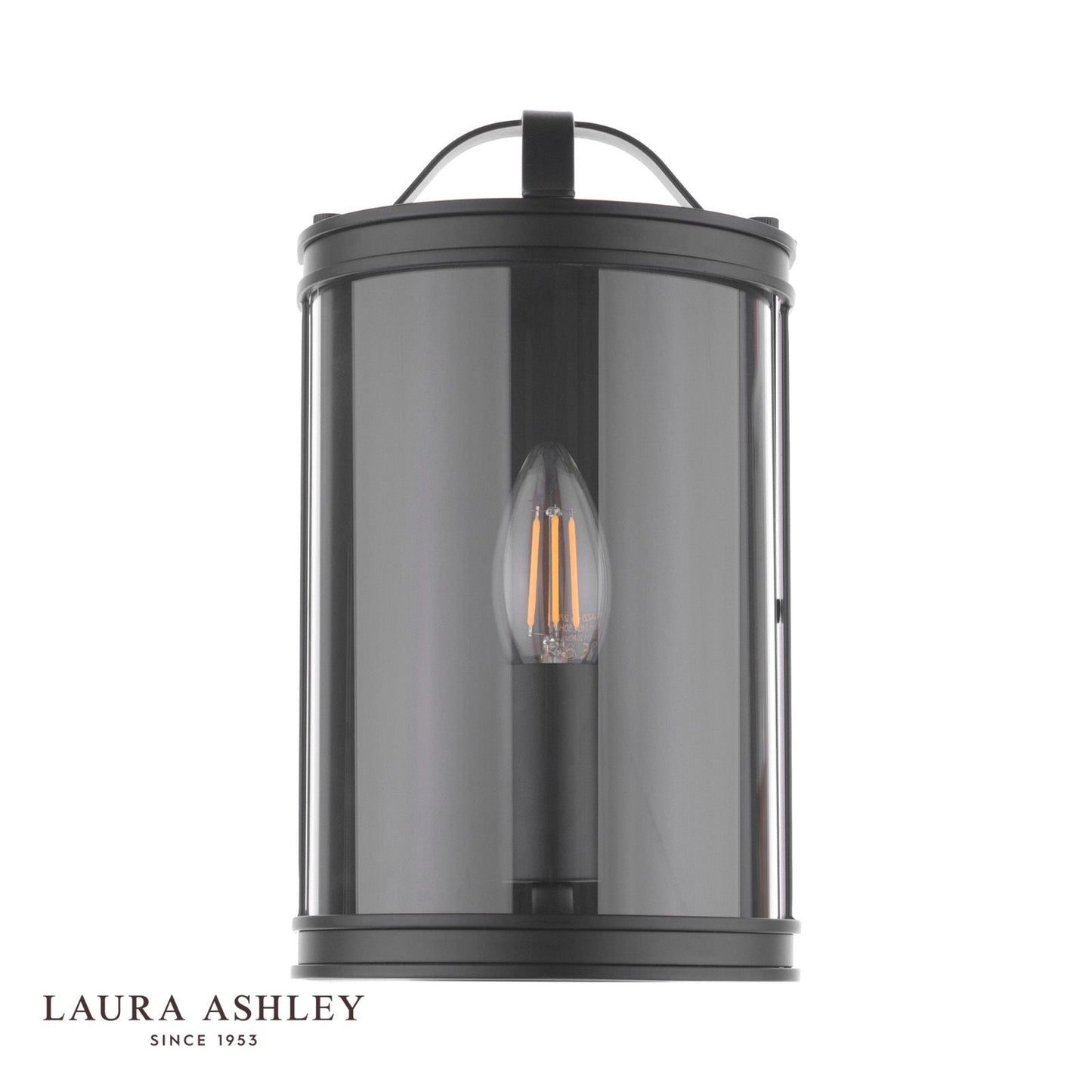 Laura Ashley Harrington Wall Light Matt Black and Glass
