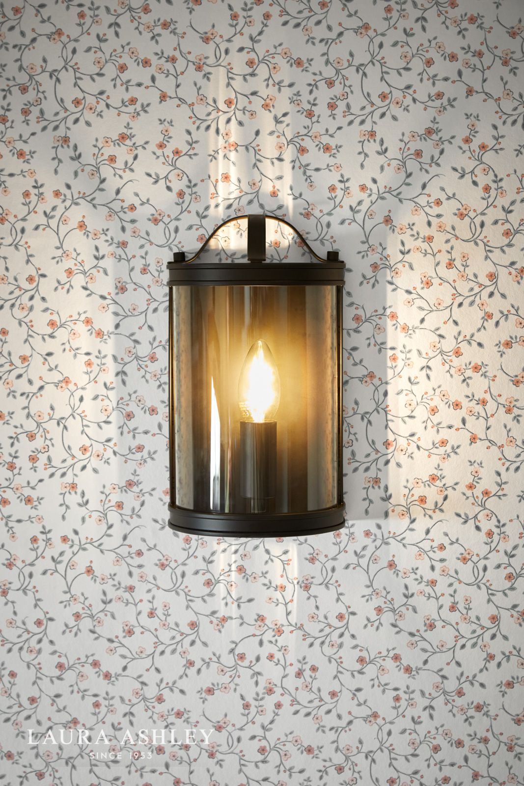 Laura Ashley Harrington Wall Light Matt Black and Glass
