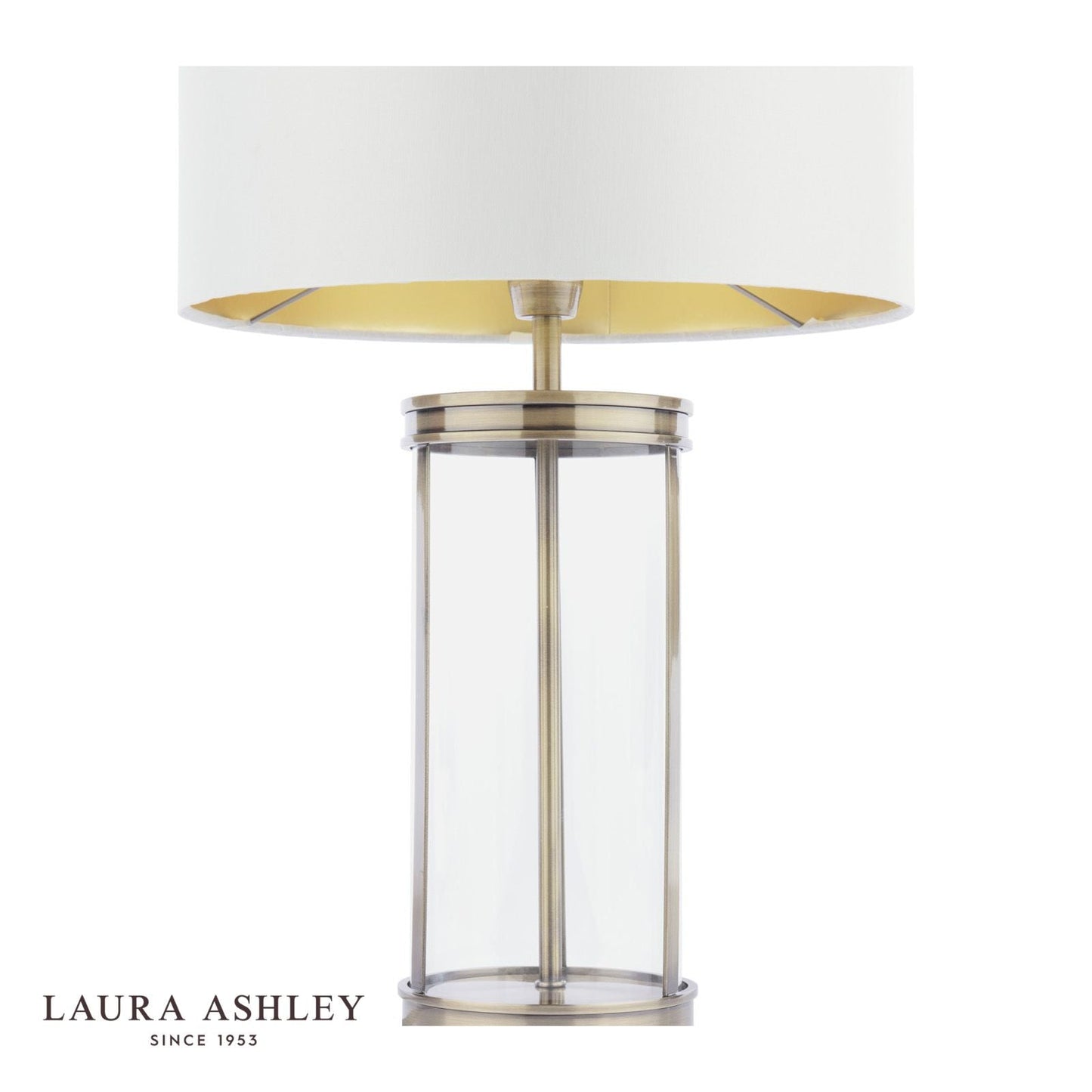 Laura Ashley Harrington Small Table Lamp Antique Brass and Glass With Shade