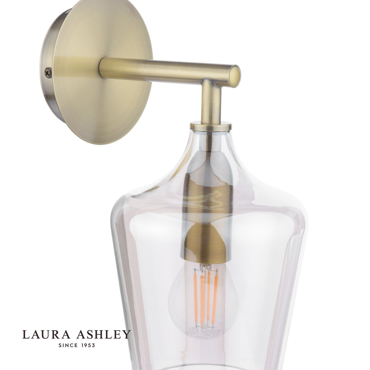 Laura Ashley Ockley Wall Light Antique Brass and Champagne Glass