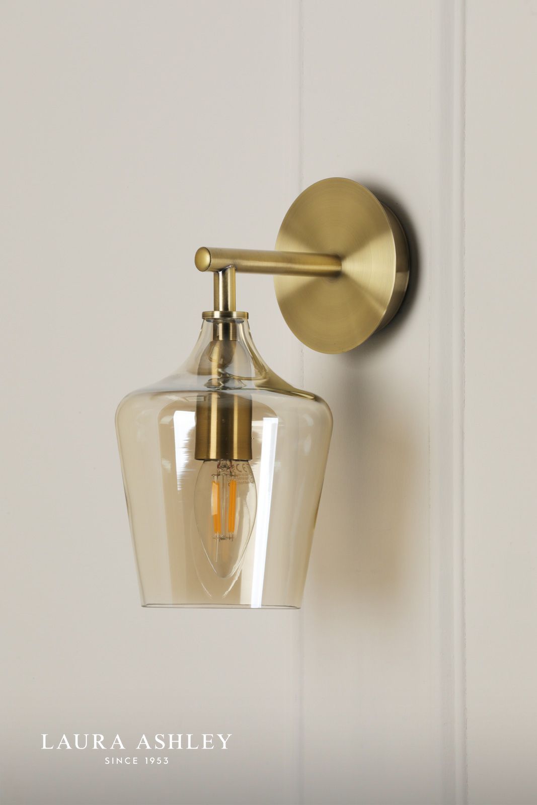 Laura Ashley Ockley Wall Light Antique Brass and Champagne Glass
