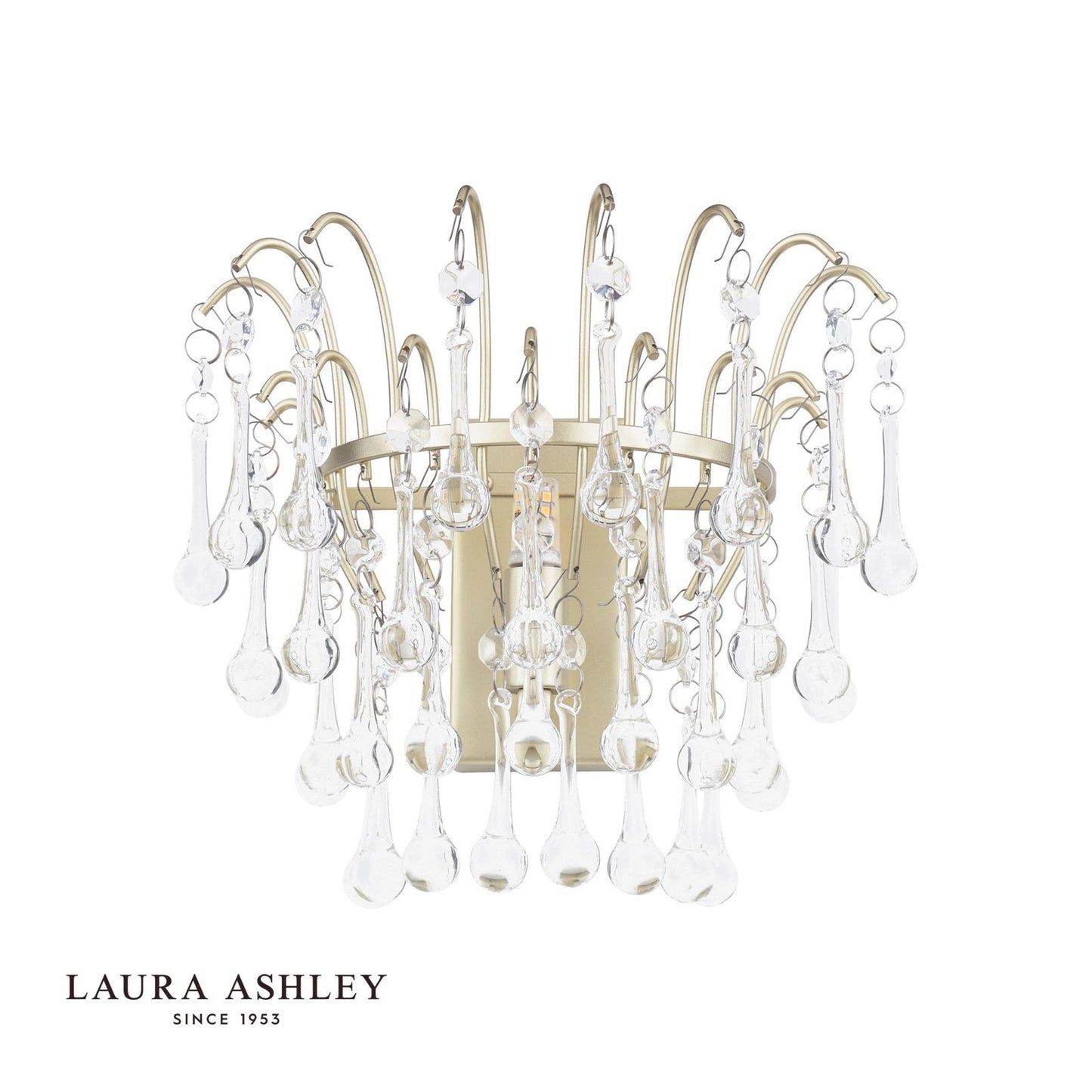 Laura Ashley Willow Wall Light Satin Champagne and Crystal