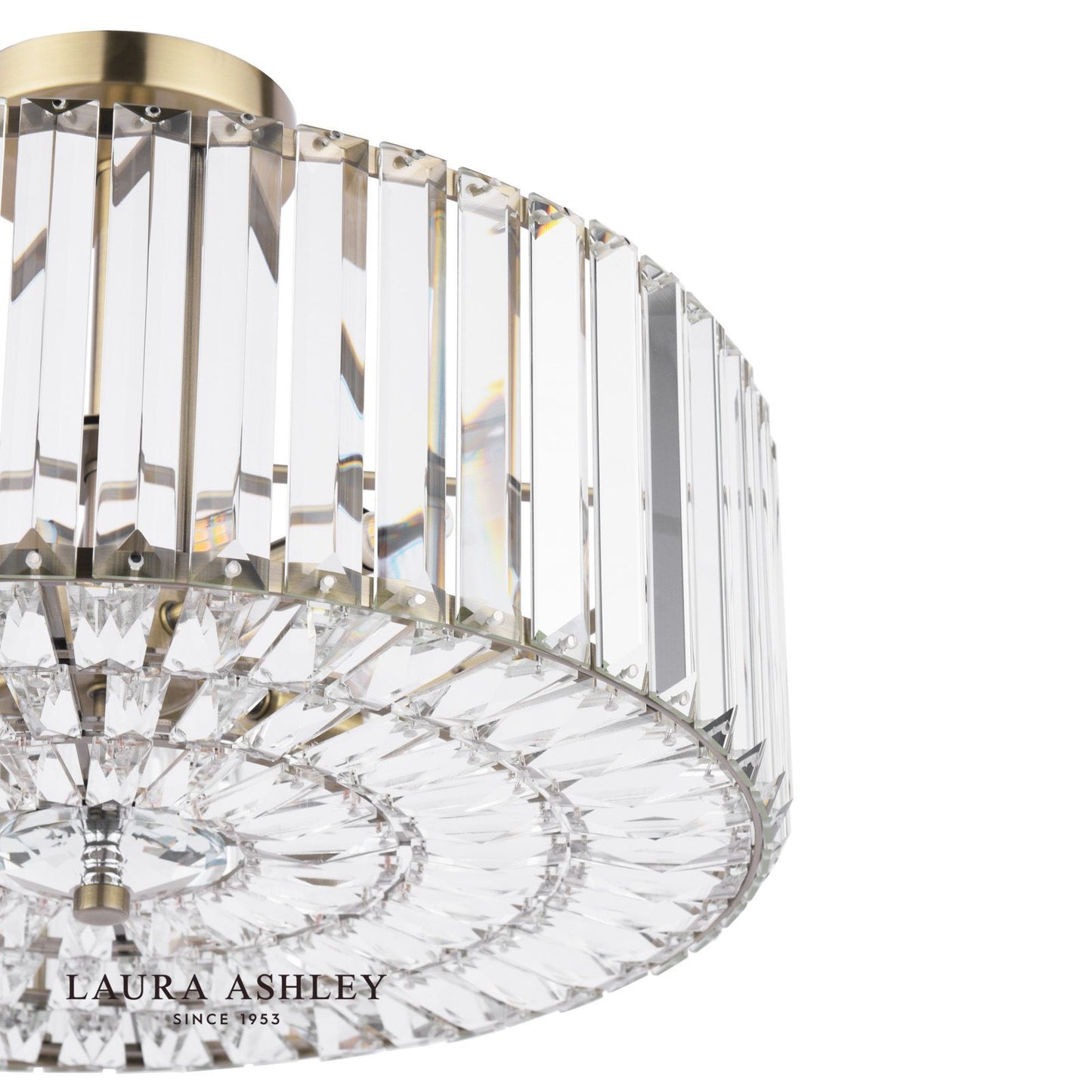 Laura Ashley Fernhurst 4 Light Semi-Flush Crystal and Antique Brass