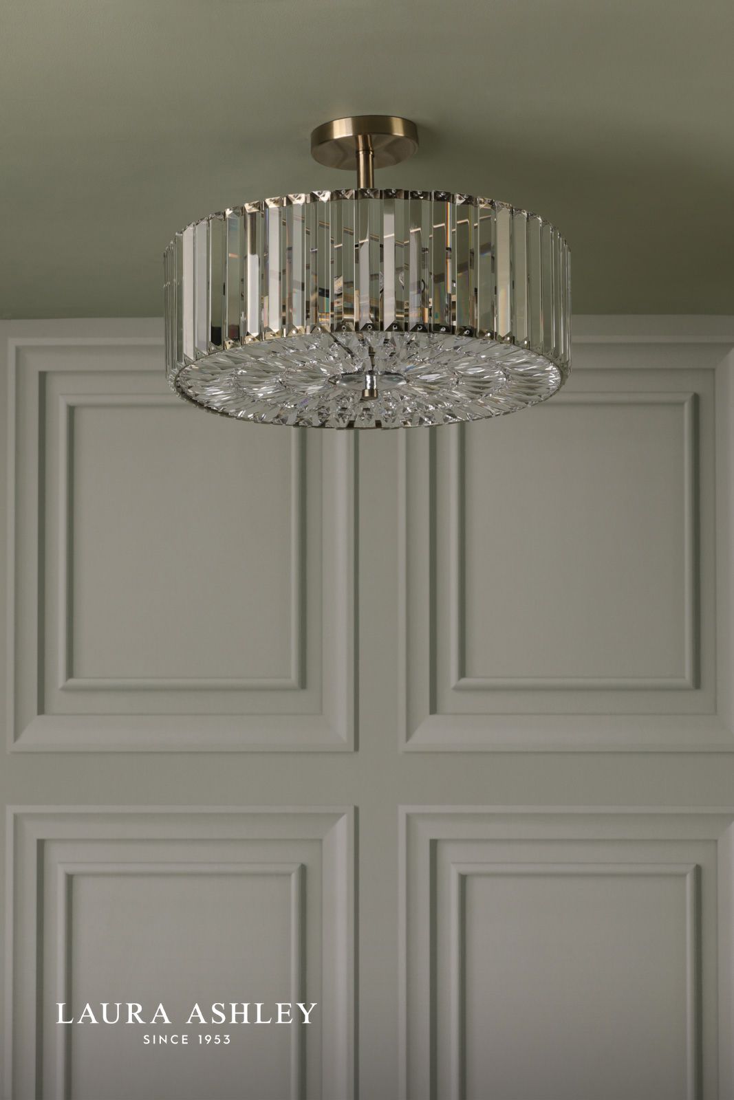 Laura Ashley Fernhurst 4 Light Semi-Flush Crystal and Antique Brass
