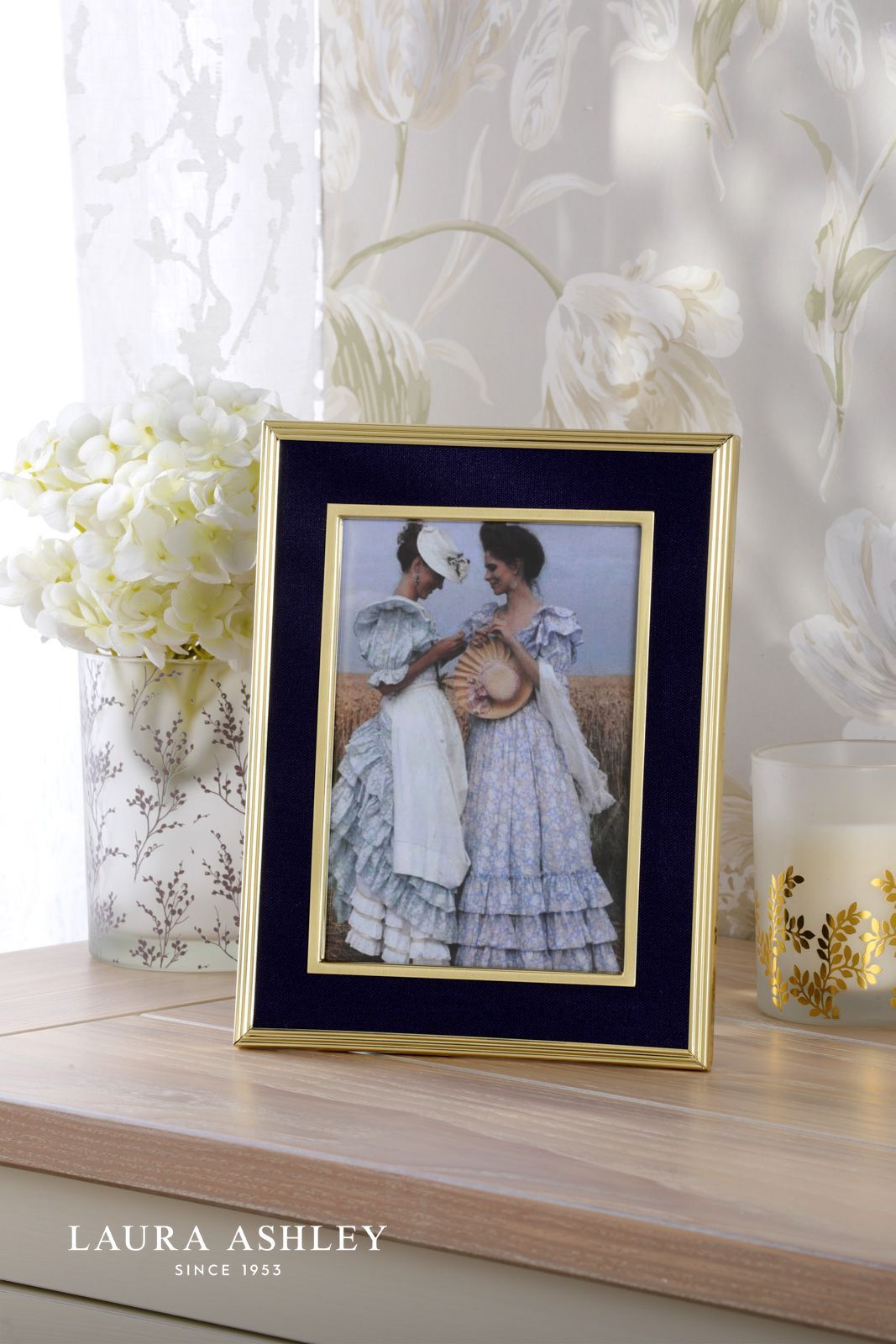Laura Ashley Harrison Photo Frame Brushed Brass and Blue 4" x 6"