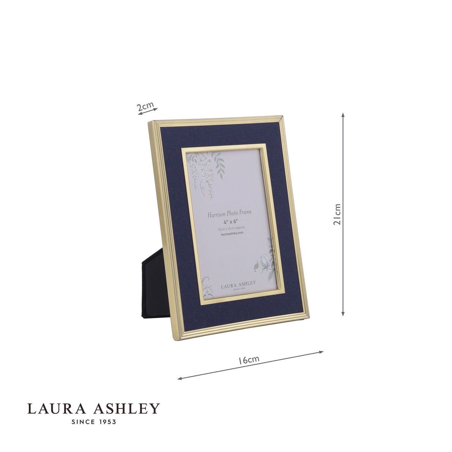 Laura Ashley Harrison Photo Frame Brushed Brass and Blue 4" x 6"