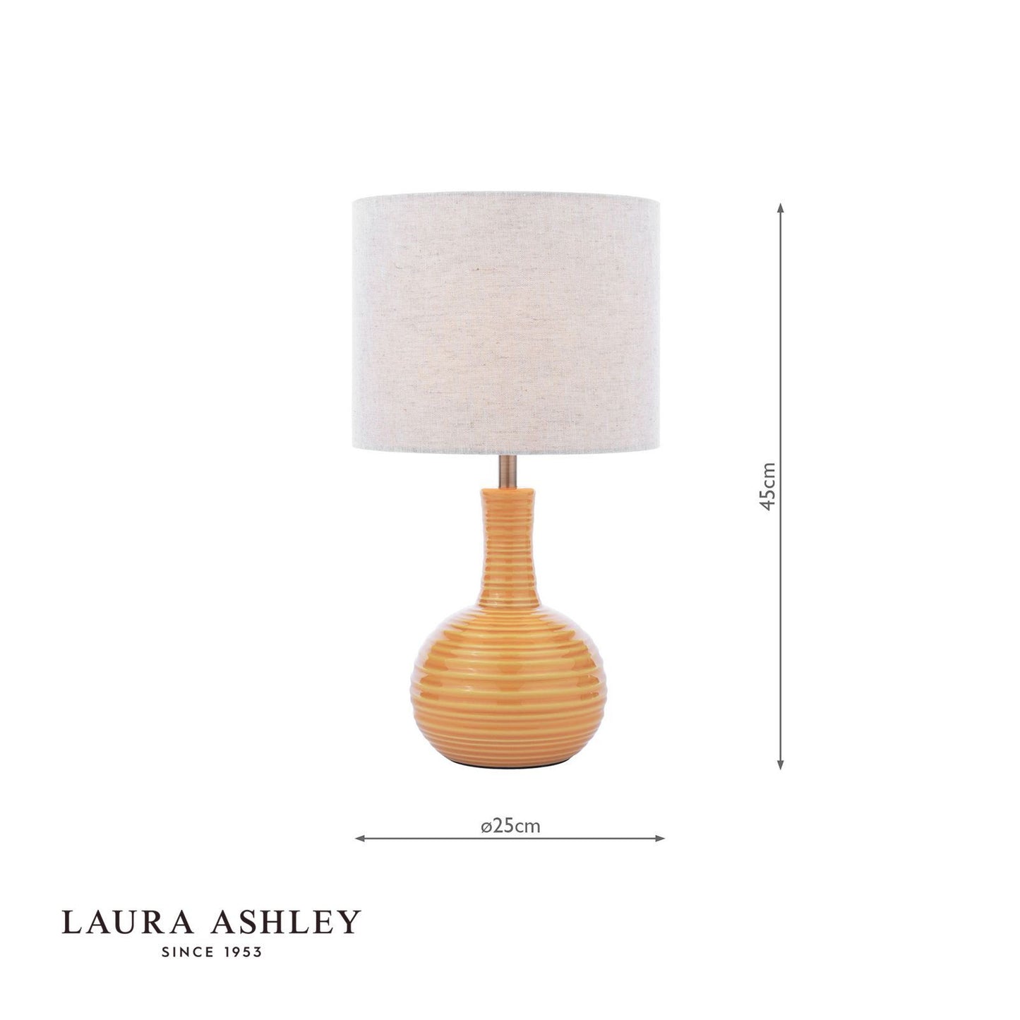 Laura Ashley Padley Table Lamp Yellow Ceramic and Antique Brass With Shade