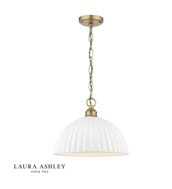 Laura Ashley Durford Large Pendant Matt Antique Brass and White