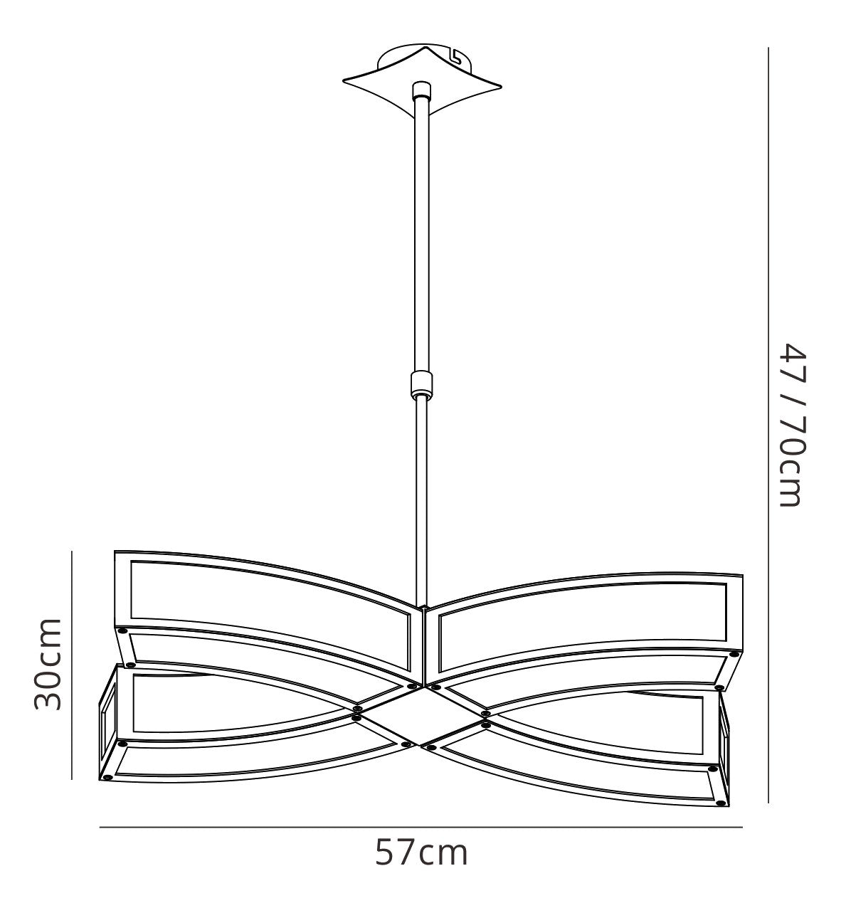 Duna Rectangular Telescopic Convertible To Semi Flush 4 Light E27, Polished Chrome/White Acrylic, CFL Lamps INCLUDED by Mantra
