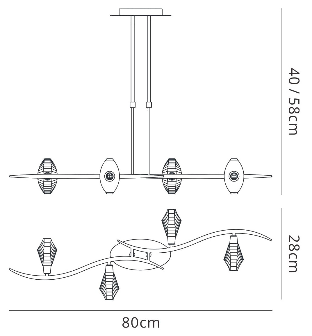 Eclipse Linear Telescopic 4 Light G9 Bar, Polished Chrome by Mantra