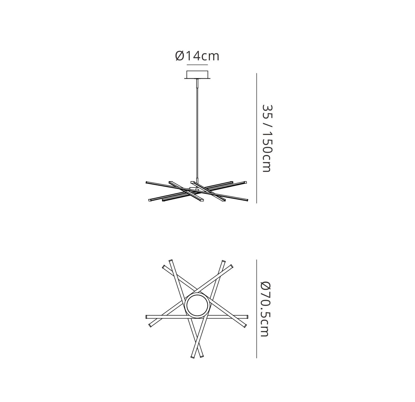 Star LED Pendant 69cm Round 42W 3000K, 3700lm, Dimmable Silver/Frosted Acrylic/Polished Chrome, 3yrs Warranty by Mantra
