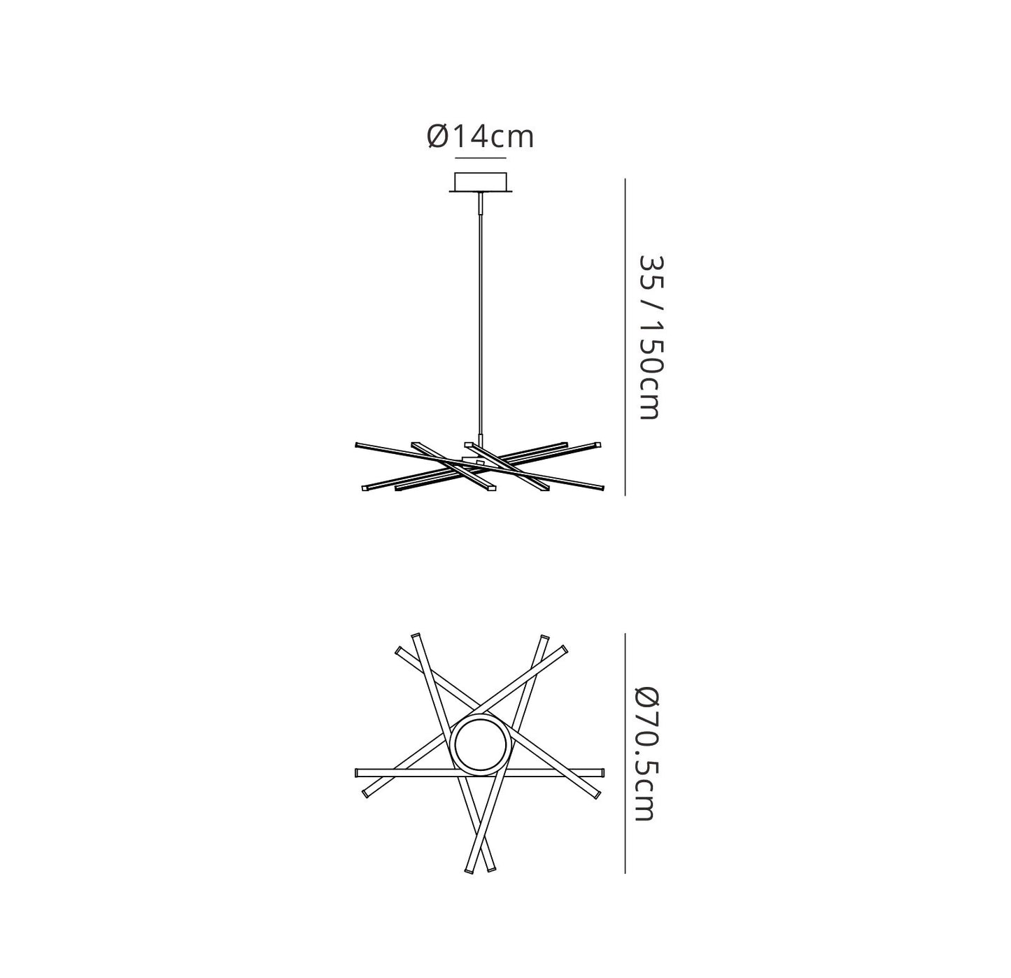 Star LED Pendant 69cm Round 42W 3000K, 3700lm, Silver/Frosted Acrylic/Polished Chrome, 3yrs Warranty by Mantra